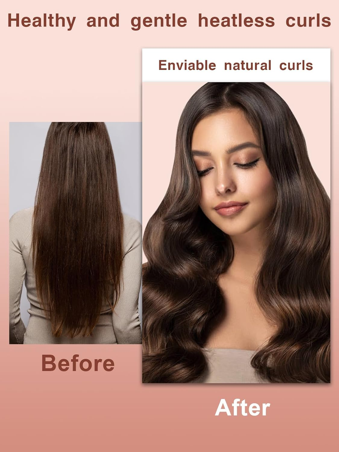 NUNFLUE Heatless Curls Overnight Set - Jumbo Soft Curling Rods to Sleep In, No Damage Velvet Curling Rods with Silk Scarf, Non-Heating Overnight Blowout Styling Tools All Hair Types - Red-Brown image number 4