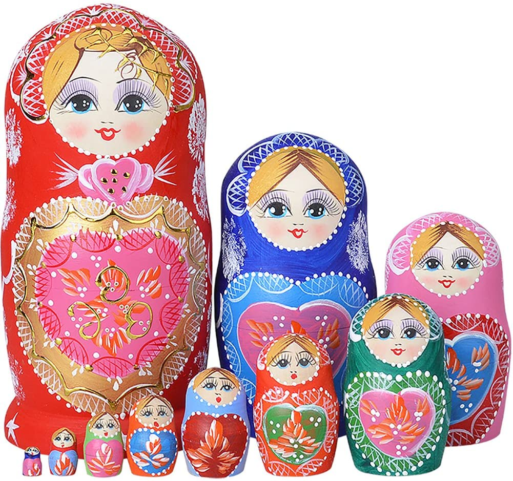 10Pcs Russian Nesting Dolls Matryoshka Handmade1051 image number 2