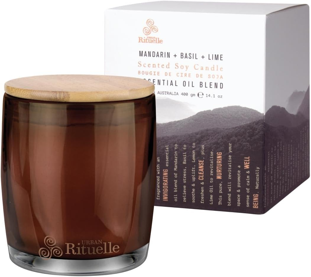 Urban Rituelle Equilibrium Natural Soy Coconut Candle, 140G - Scented Candle with Mandarin, Basil & Lime, Uplifting Aroma with Dual Cotton Wicks & Long-Lasting Burn for an Invigorating Atmosphere image number 1