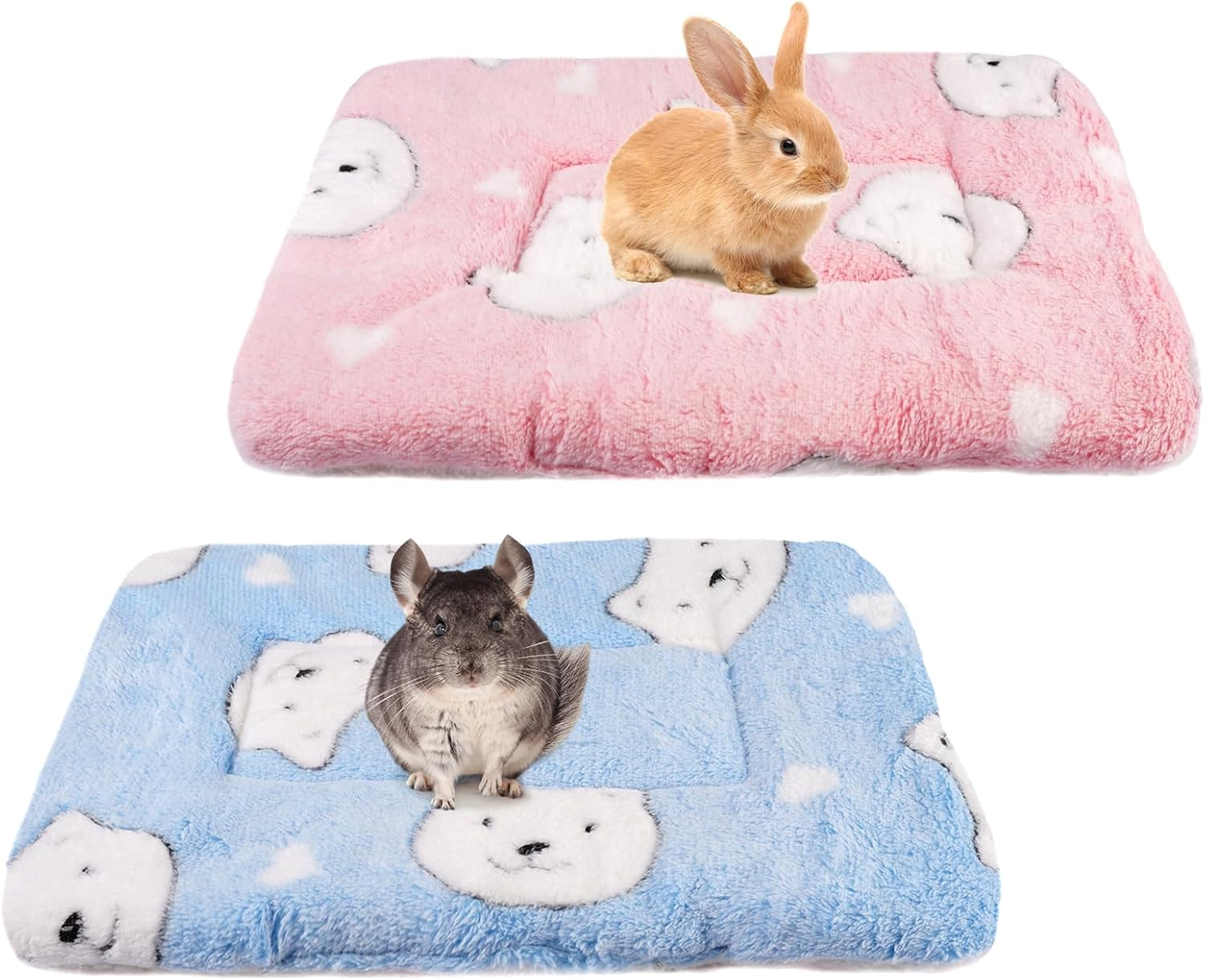 Pack of 2 Plush Bed for Small Animals, Soft Rabbit Bed, Fleece Guinea Pig Bed, Washable Guinea Pig Accessories for Rabbits, Guinea Pigs, Hamsters, Squirrel, Kittens - 35 X 27 Cm image number 3