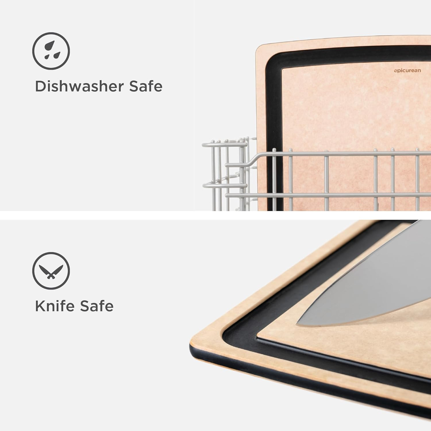 Epicurean Gourmet Series Cutting Board with Juice Groove, 44 Cm Length, Natural/Slate image number 6