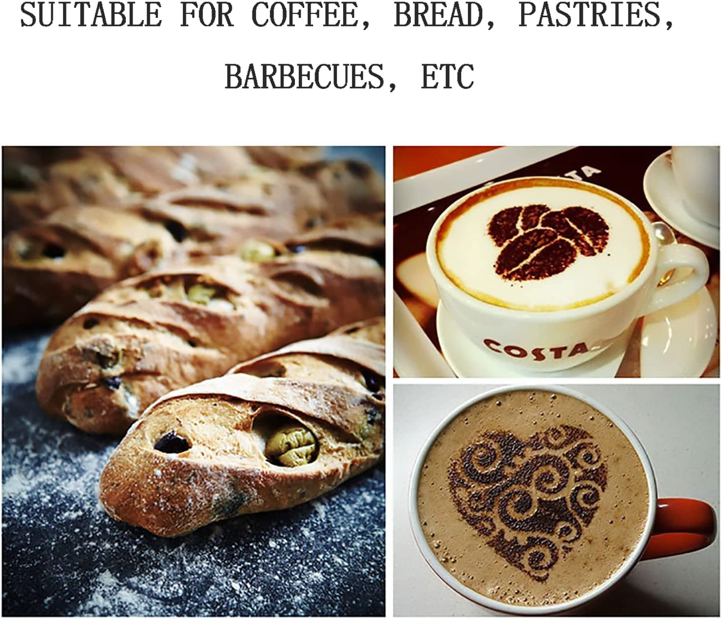 Powder Sugar Shaker Duster,1Pcs Stainless Steel Chocolate Dusters,Stainless Fine Mesh Shaker,Mesh Cans,Stainless Shaker,Coffee Cocoa with Printing Molds image number 5