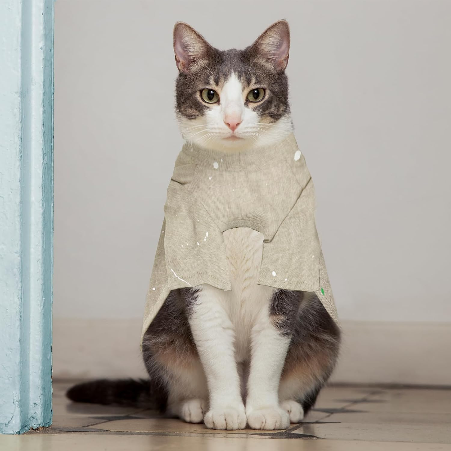 NILLOS Dog Jumper, 1 PCS Fashion Dog Vest for Small and Medium Dogs & Cats (Beige, XL) - Grey Ink Splash Pattern image number 4