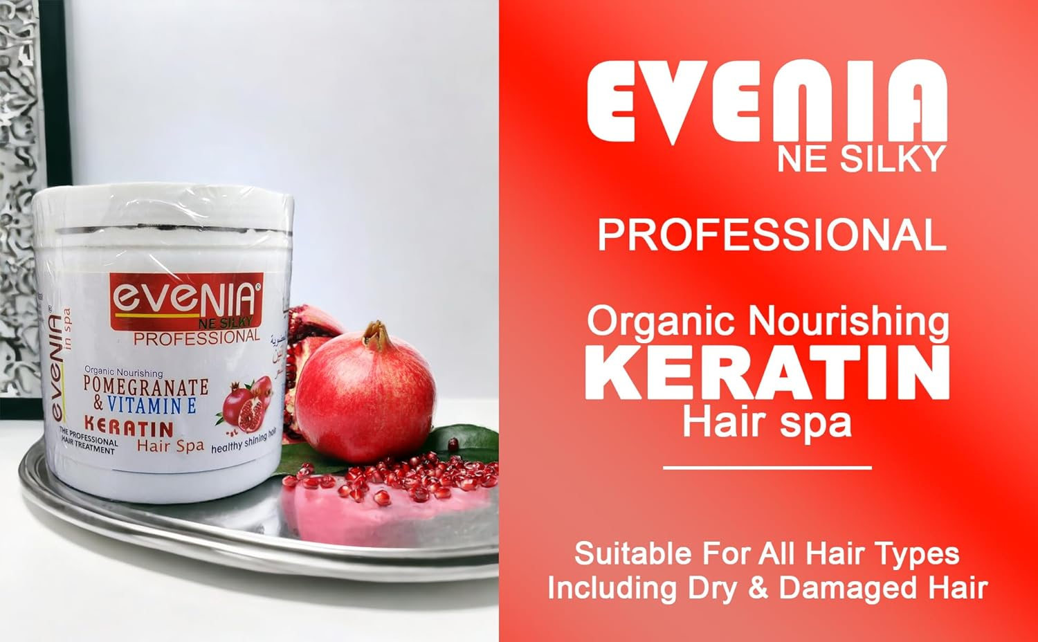 EVENIA ORGANIC NOURISHING KERATIN HAIR SPA with POMEGRANATE & VITAMIN E for HEALTHY SHINING HAIR for PROFESSIONAL BEAUTY PARLOUR SALOON or HOME USE image number 4