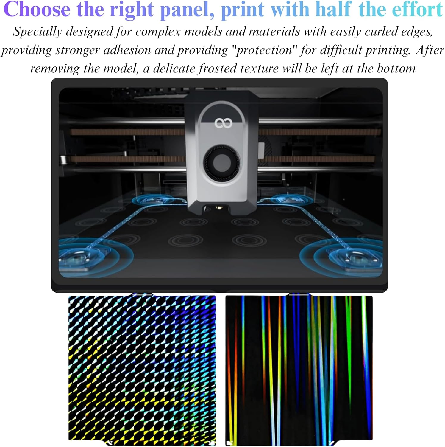 For Elegoo Build Plate Build Plate Carbon for Elegoo Centauri Carbon Build Plate for PLA, Holographic PEF, 260X271Mm, Double Sided PEF Flexible Spring Steel Sheet Plate