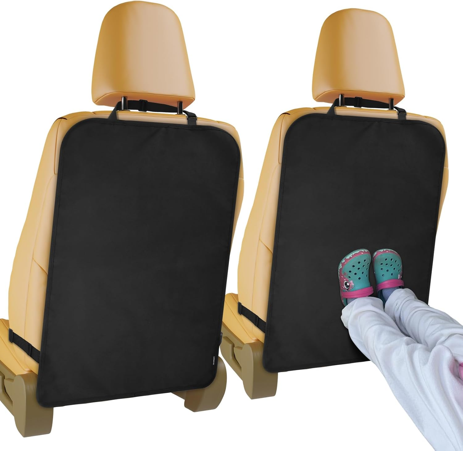 2 Pack Heavy Duty Kick Mats Back Seat Protectors for Kids,X-Large Durable Car Back Seat Cover,Waterproof Sag Proof Kick Mats Back Seat Protector for Vehicles Protect from Dirt,Mud&Scratches, X-Large