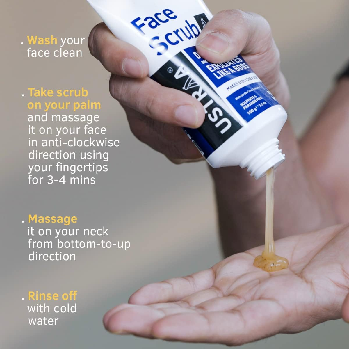 Ustraa Face Scrub De-Tan, 100G image number 5