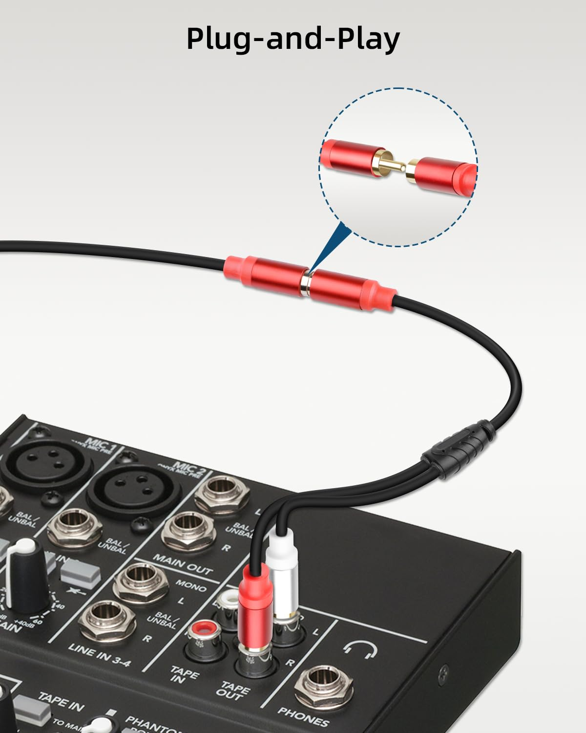 RIIEYOCA RCA Cable 1RCA to 2RCA Stereo Audio Cables, RCA Stereo Cable for Home Theater, HDTV, Amplifiers, Hi-Fi Systems, Car Audio, Speakers, 0.3M/1FT (1F to 2F) image number 1