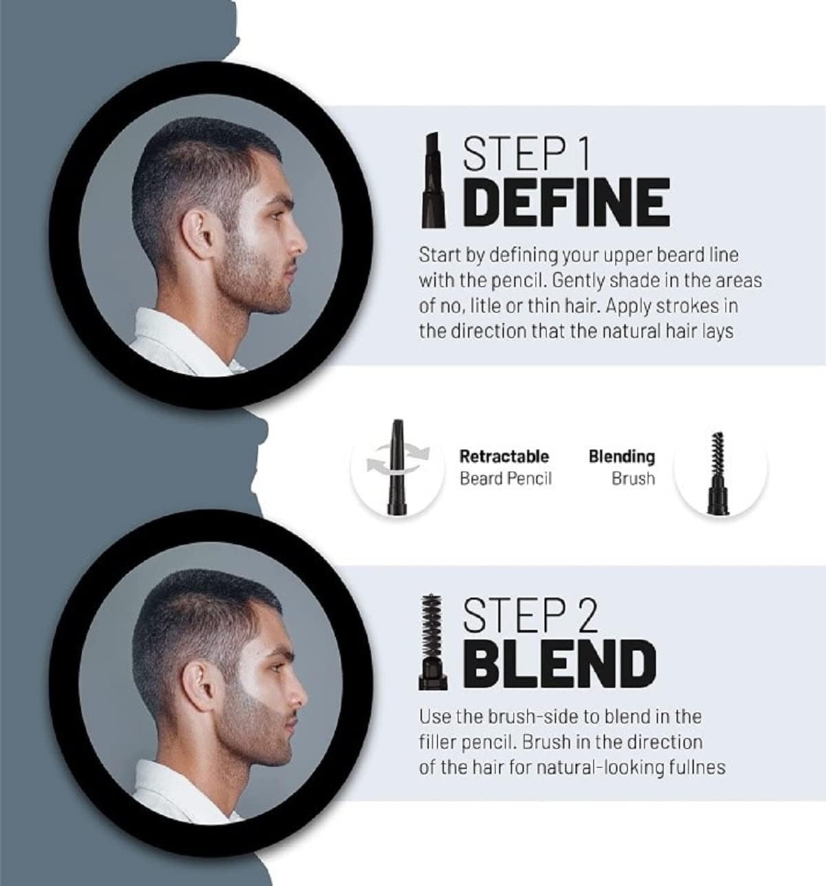 VOID Homme Instant Beard Filler Pen Kit for Men (Dark Brown, Set of 4) - Full Beards Waterproof Pencil Liner and Easy Beard Filling image number 2