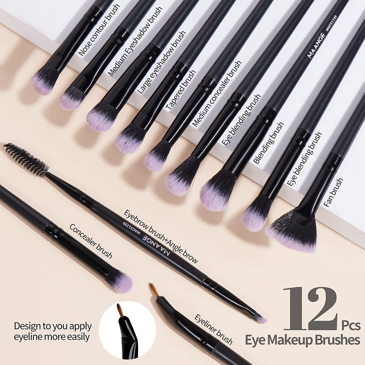 MAANGE Make up Brushes 18 Pcs Professional Makeup Brush Set Premium Synthetic Eyeshadow Blush Foundation Makeup Brushes Travel Kabuki Brushes Set image number 4