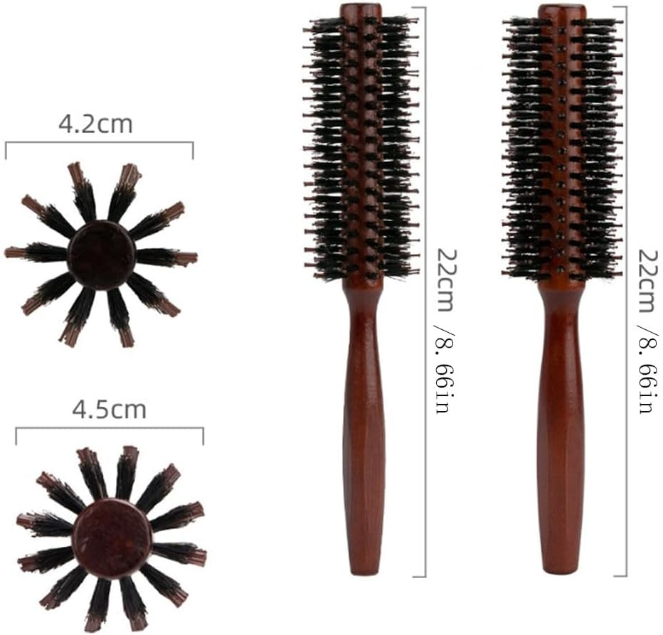 Armastuse 2Pcs Roller Hairbrush, Mens Small round Brush for Hair Styling, Roller Brush to Add Volume and Lift Hair,Boar Bristle round Hair Brush Set image number 3