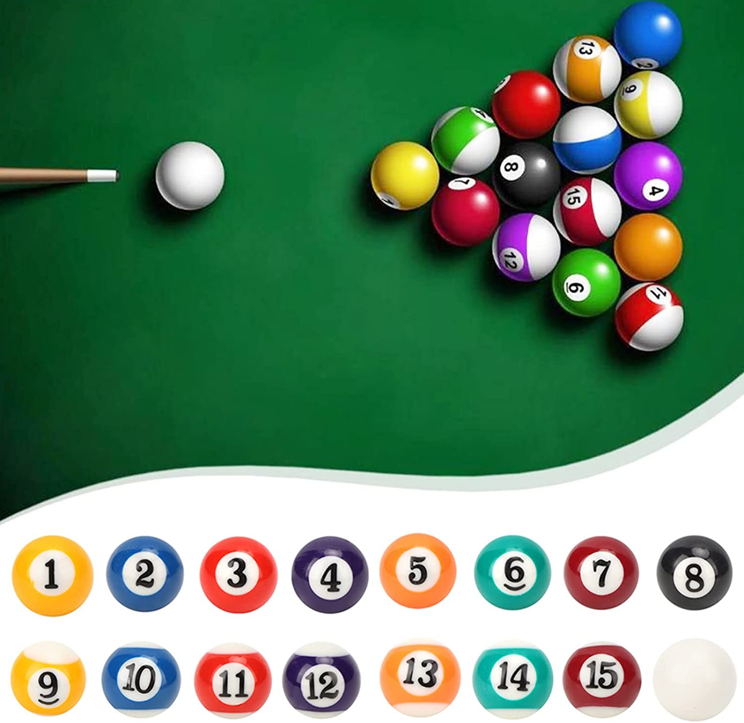 16PCS Pool Cue Training Ball, Eco‑Friendly Resin Mini 2.5CM Children Billiard Ball Toy Pool Table Accesssory, Pool Table Accesssory Billiards for Game Rooms Recreation image number 5