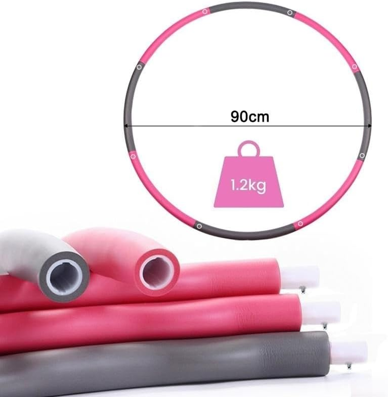 Fitness Hula Hoop Adult Beginner - Hula Hoop for Adults - Detachable and Portable - Exercise Holahoop with Jump Rope, Resistance Band and Carry Bag