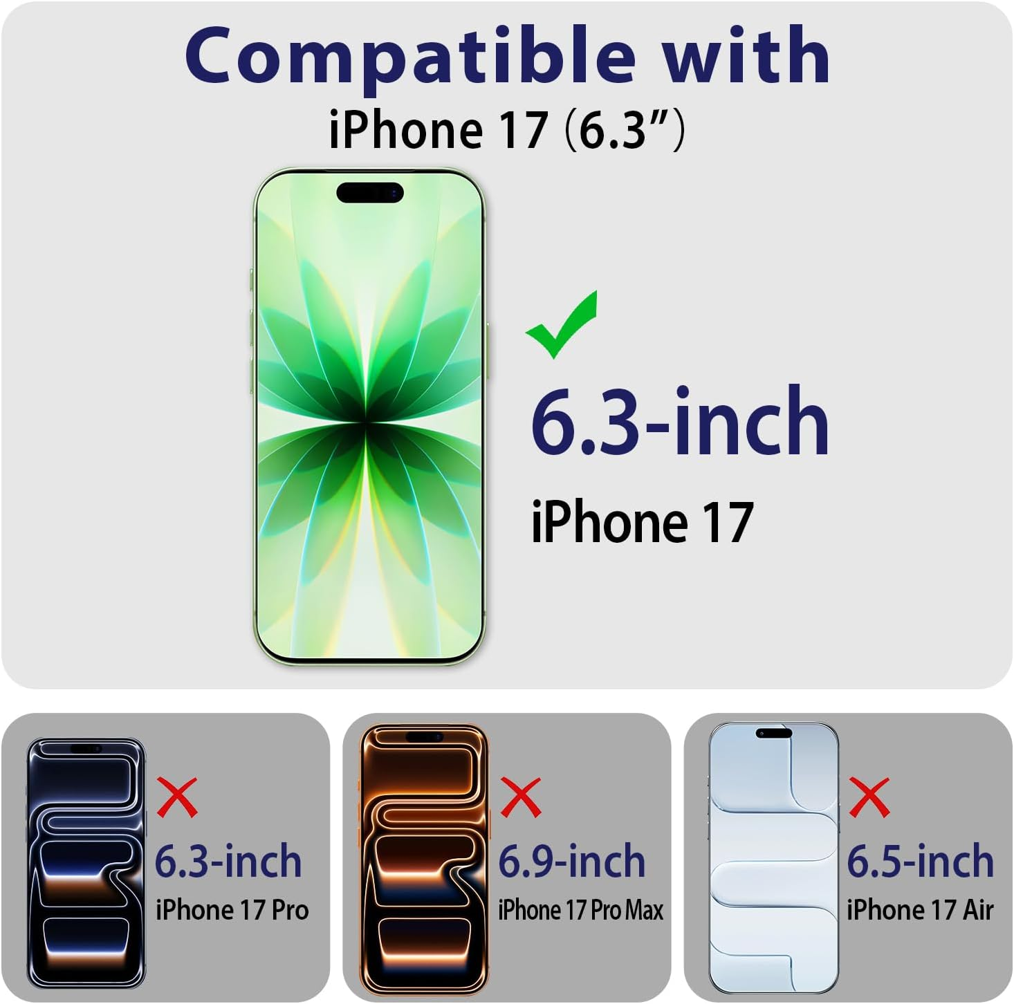 2 Pack Tempered Glass Screen Protector for Iphone 17 (6.3 Inch), 9H Hardness, anti Scratch, Bubble Free, Case Friendly