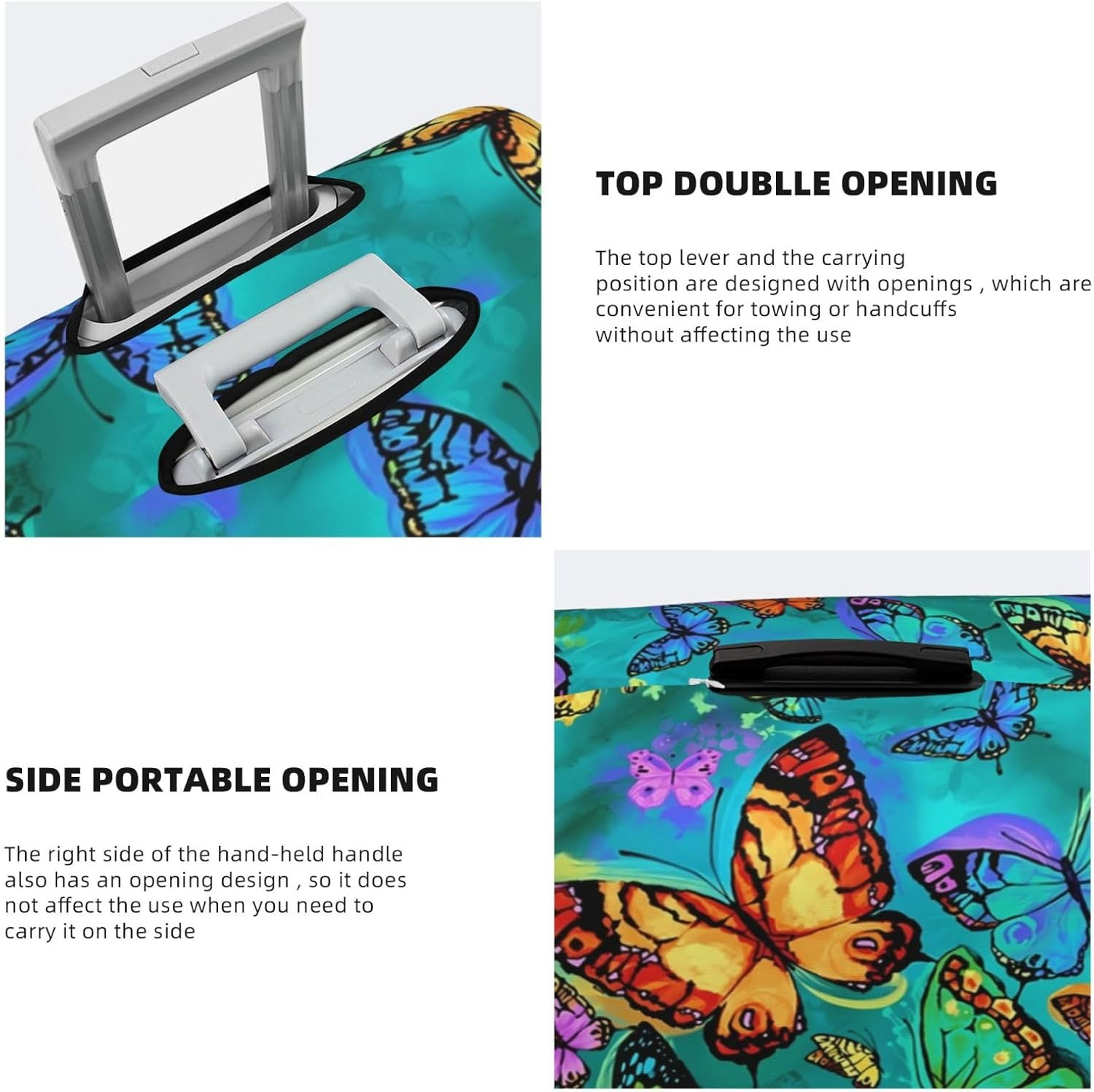 FINOWIN Travel Luggage Cover Suitcase Protector, Colorful Rainbow Paint Splatter Washable Elastic Suitcase Cover for Wheeled Suitcase, Rainbow Butterfly, XL (For 29-32 Inch Luggage) image number 5