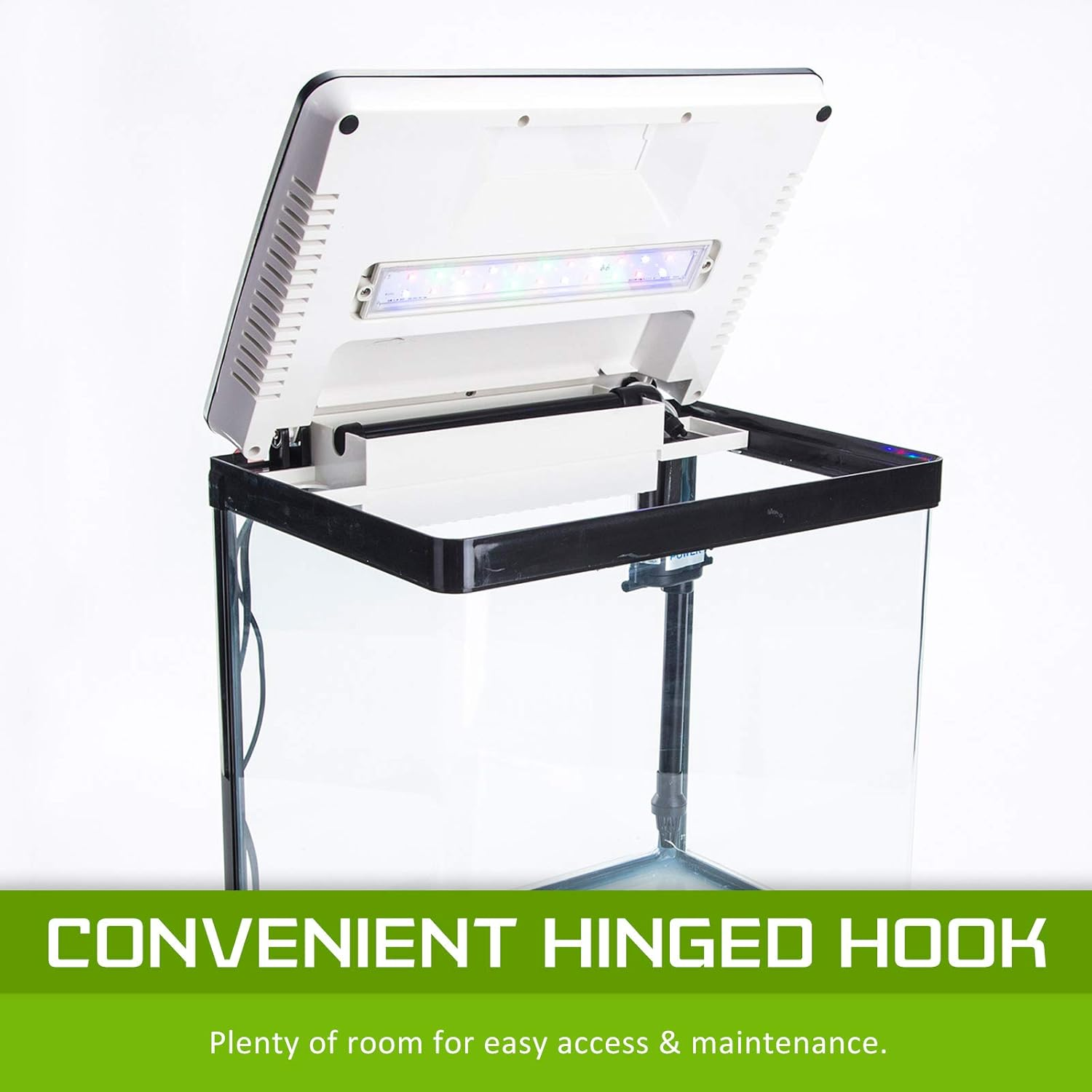 Dynamic Power 30L Curved Glass Aquarium Fish Tank with 5W RGB LED Light, 2.5W Filter Pump, Hinged Hood, Complete Filtration System, Freshwater & Saltwater Compatible image number 4