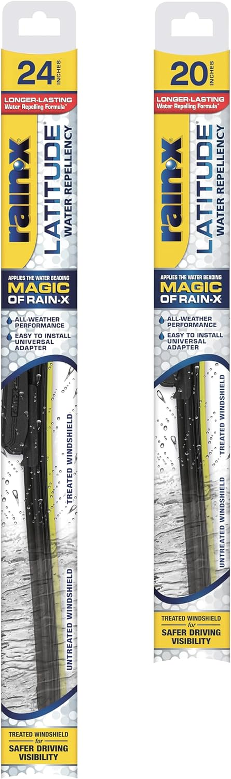 Rain-X 810162 Latitude 2-In-1 Water Repellent Wiper Blades, 24" and 20" Windshield Wipers (Pack of 2), Automotive Replacement Windshield Wiper Blades with Patented Rain-X Water Repellency Formula image number 3