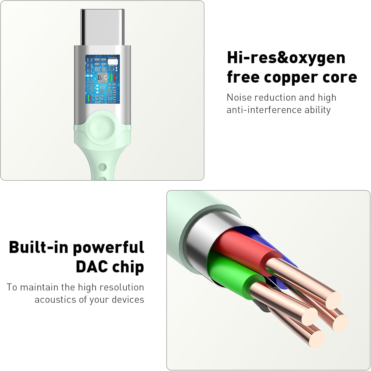 USB C Headphones Type C Earphone for Samsung Galaxy S25 Ultra S24 plus S23 S22 S21 Hifi DAC Magnetic for Apple Wired Earbud with Microphone for Iphone 15 16 Pro Max 16E Android Pixel 10 9 8 Mint Green - Mint Green image number 3