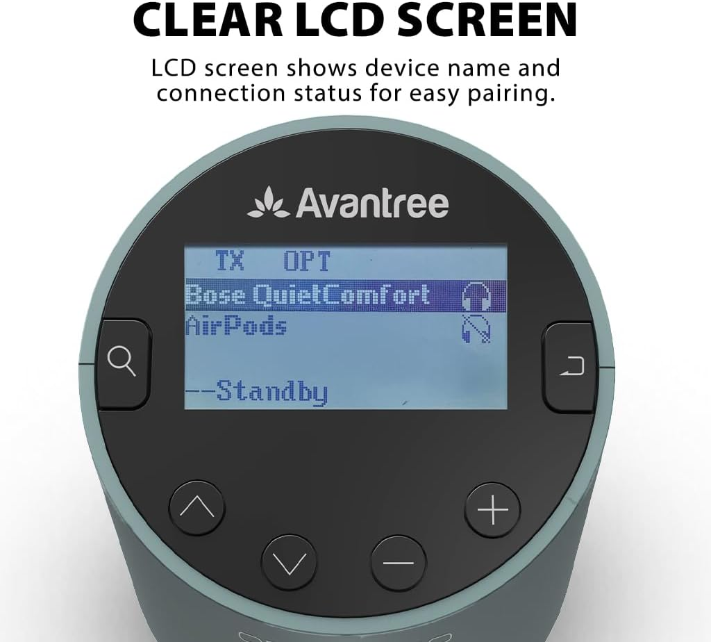 Avantree Orbit Pro - Bluetooth Audio Transmitter & Receiver for TV with 5.1 Surround Sound Passthrough, HDMI ARC Input, Remote Volume Control, No Lip-Sync Delay, LCD Screen & Class 1 Long Range image number 4