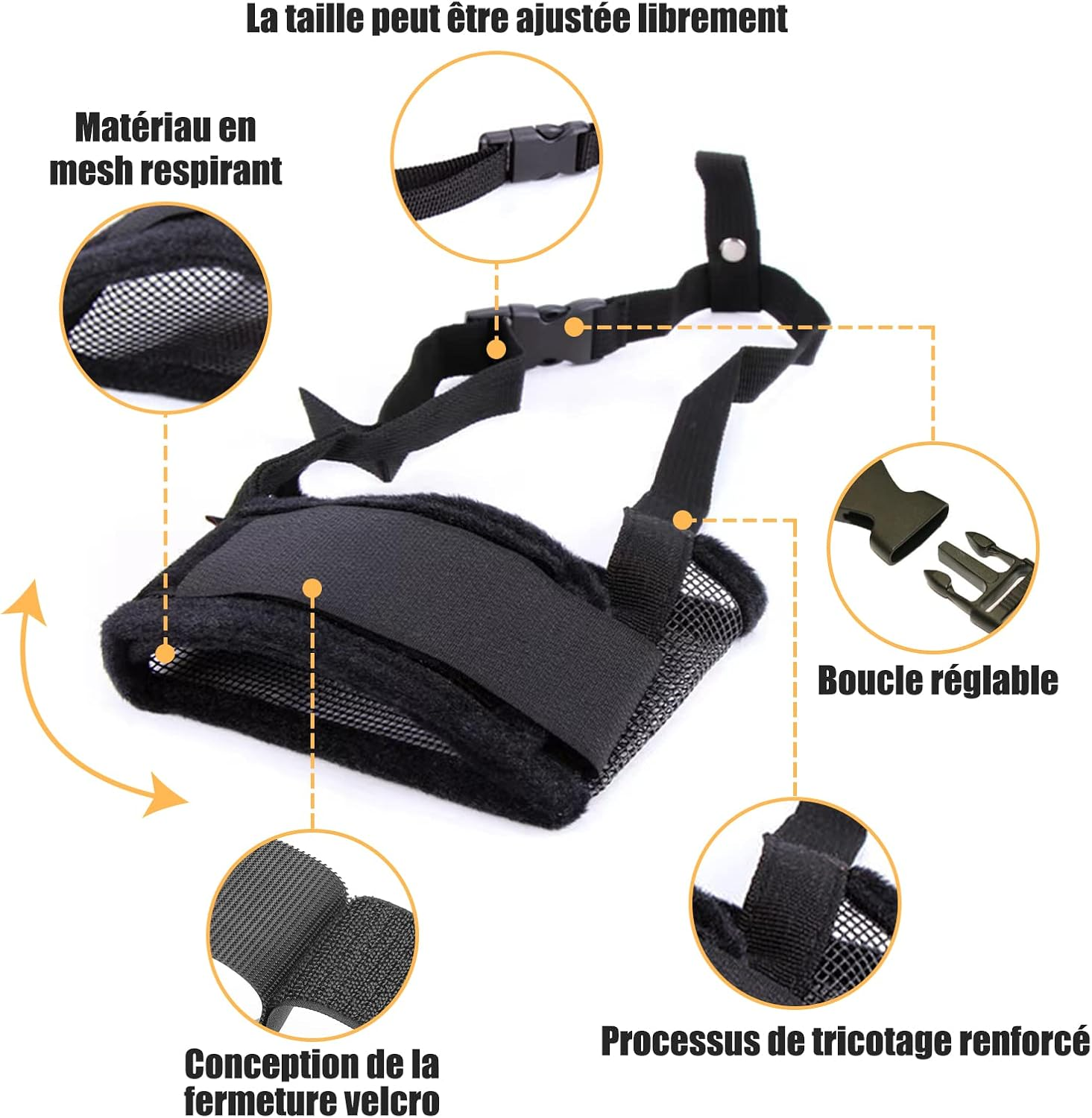 Muzzle for Dogs, anti Biting, Breathable and Chewing with Comfortable Nylon Mesh Soft Fabric and Adjustable Loop, Suitable for Small, Medium and Large Dogs (M) image number 4