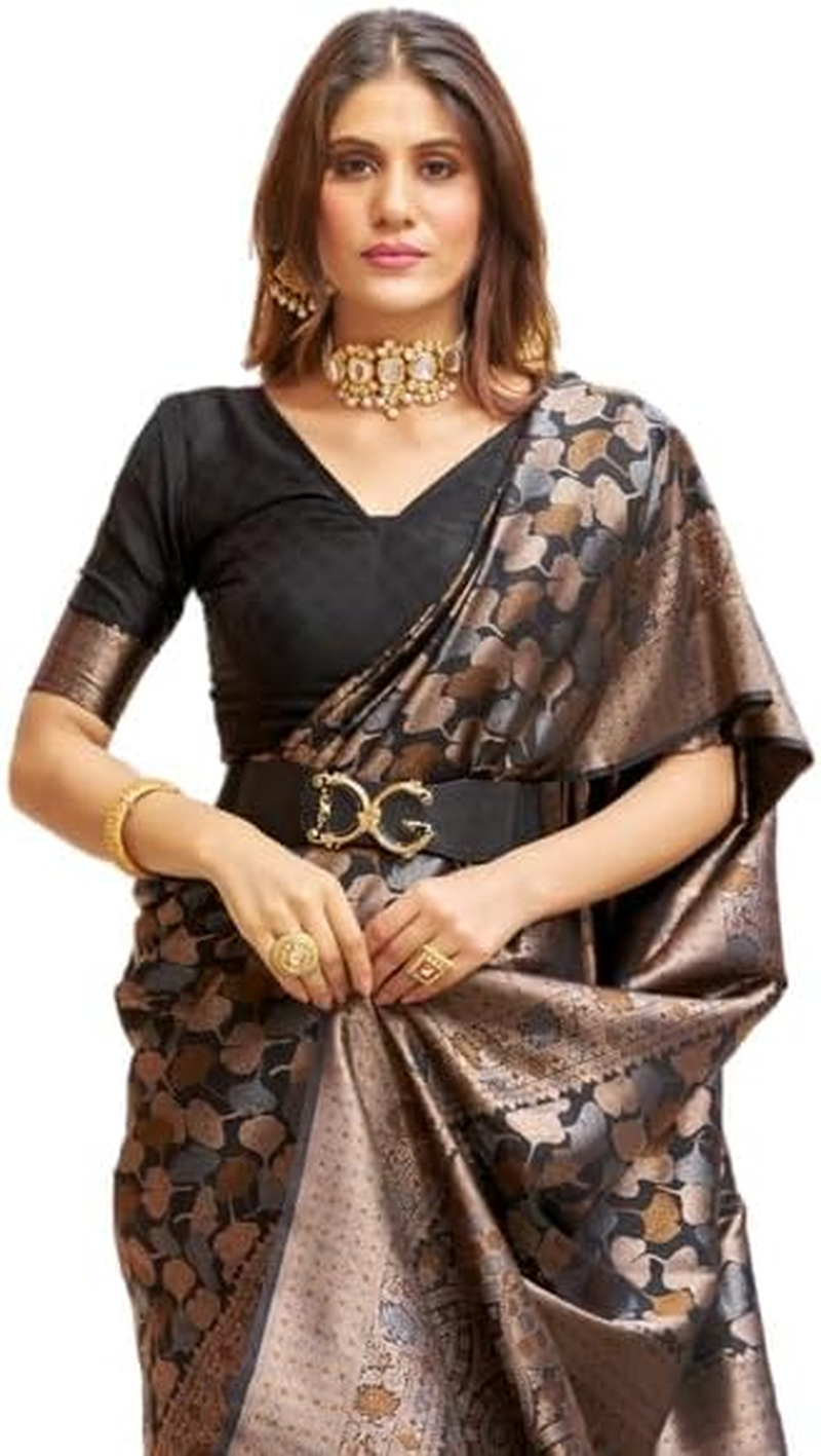 SWORNOF Womens Kanjivaram Soft Silk Saree Patola Saree with Blouse Piece