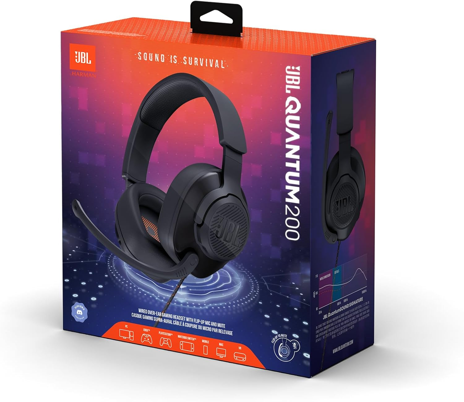 JBL Quantum 200 Wired Gaming Headset Black image number 6