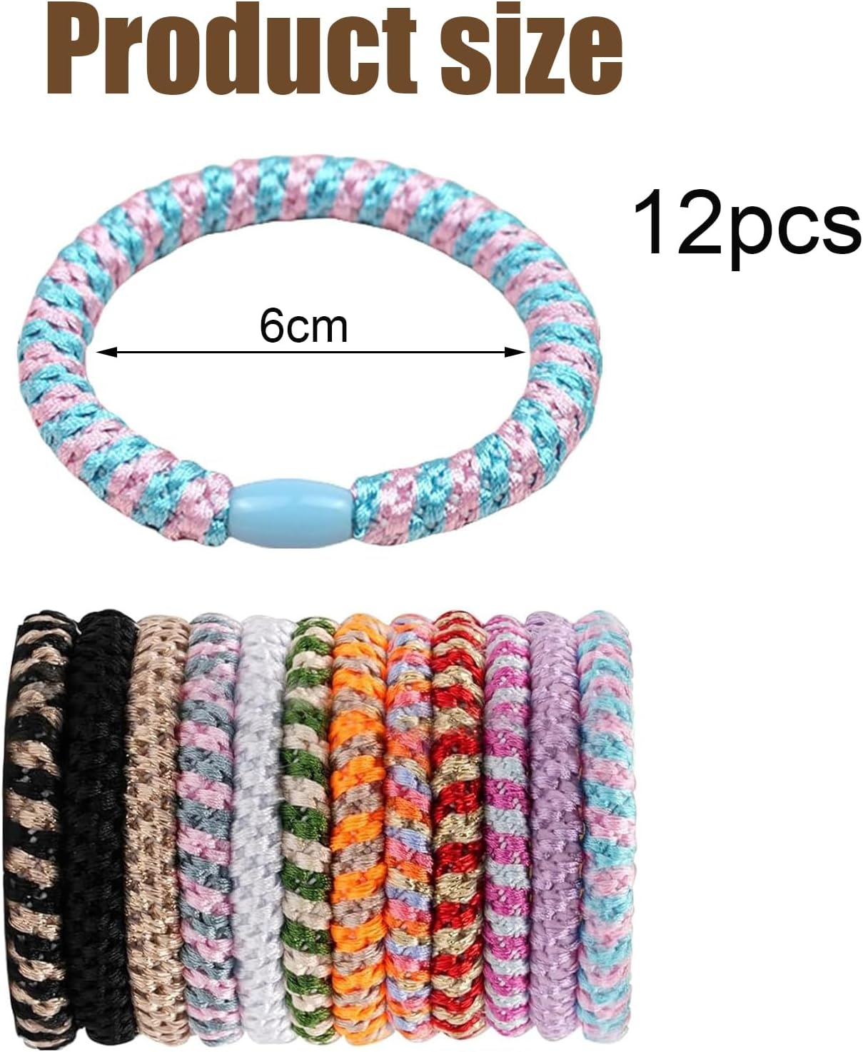 RTRTGS Pack of 12 Women'S Hair Bobbles, Elastic Ponytail Holder, Stylish Ponytail Holder for Women and Girls image number 4