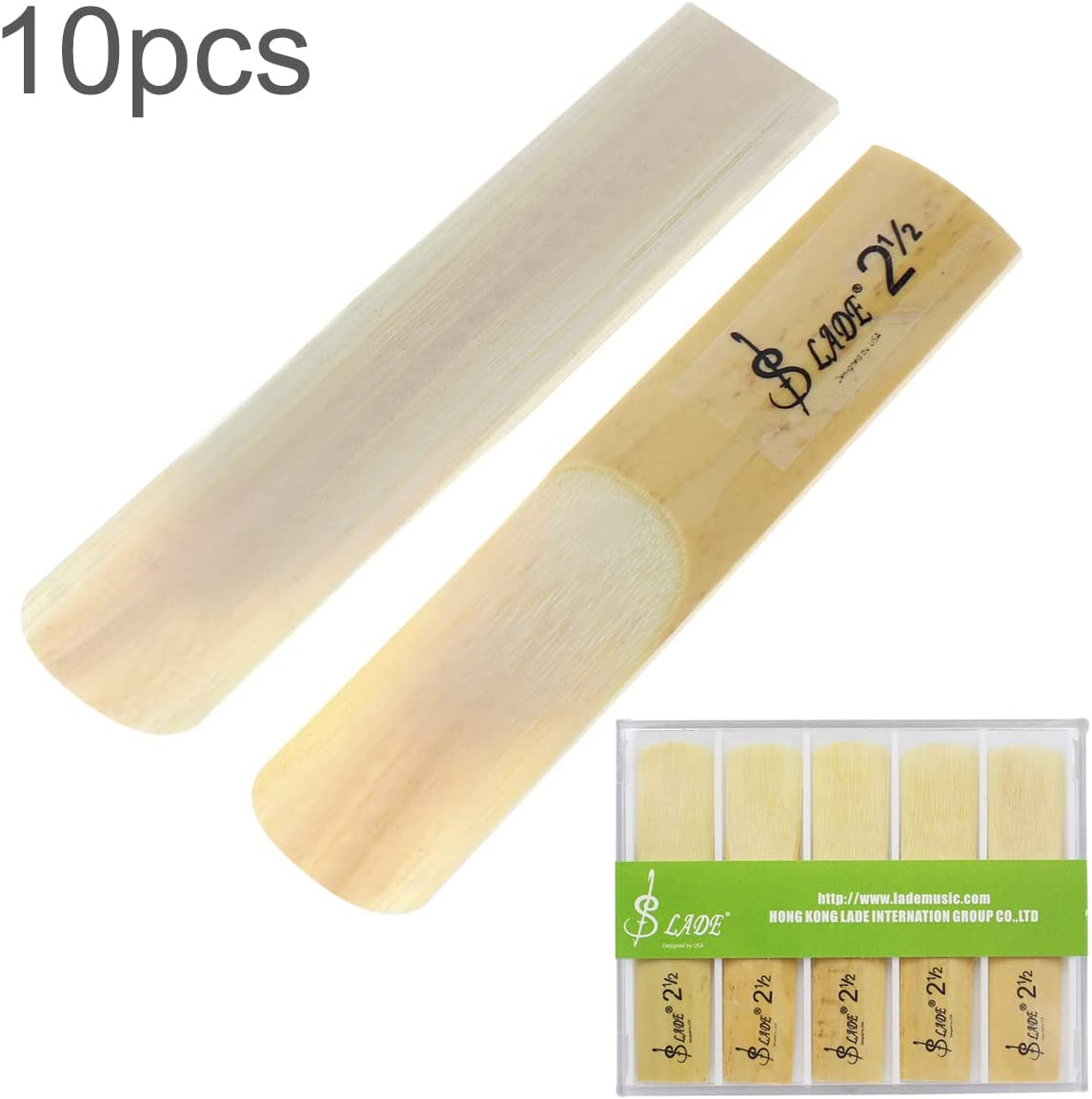 Origlam 【Best Deals】 10Pcs Alto Sax Saxophone Reeds 2.5 Reed Alto Be Saxophone Reeds Lade Bamboo 2-1/2 Reed Strength 2.5 for Clarinet Soprano or Alto Sax image number 4