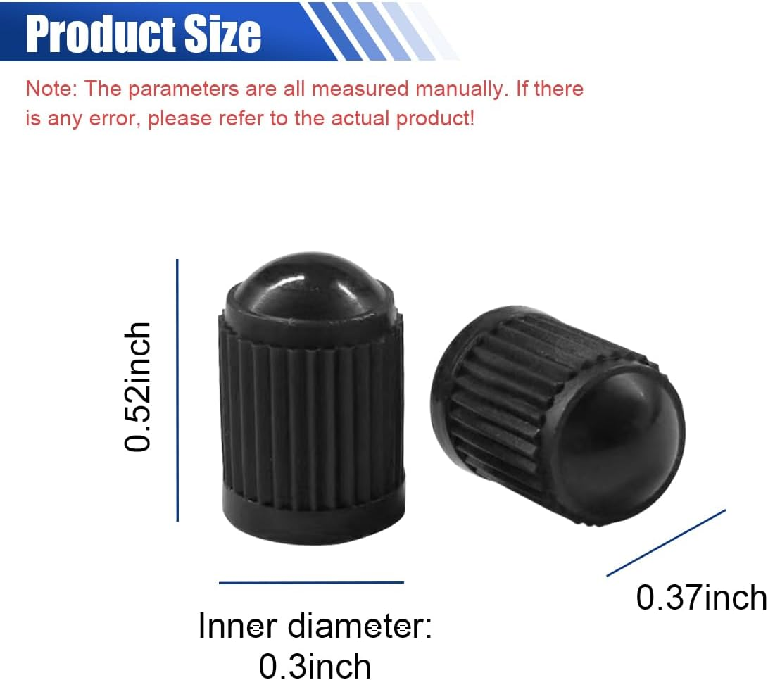 20PCS Car Tire Valve Stem Caps, Plastic Tire Stem Valve Dust Cover with O Rubber Seal, Universal Tire Air Valve Cap Stem Covers for Cars, Suvs, Trucks, Bikes and Motorcycles (Black) image number 6
