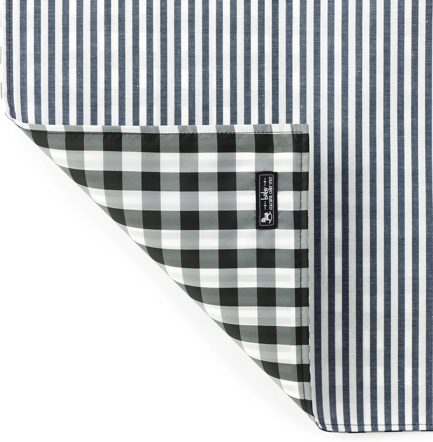 Colorful Candy Style B8002000-BTR Diaper Pouch (Drawstring Tote Type), Diaper Changing Sheet, Set of 2, Basic Stripe, Navy Blue image number 6