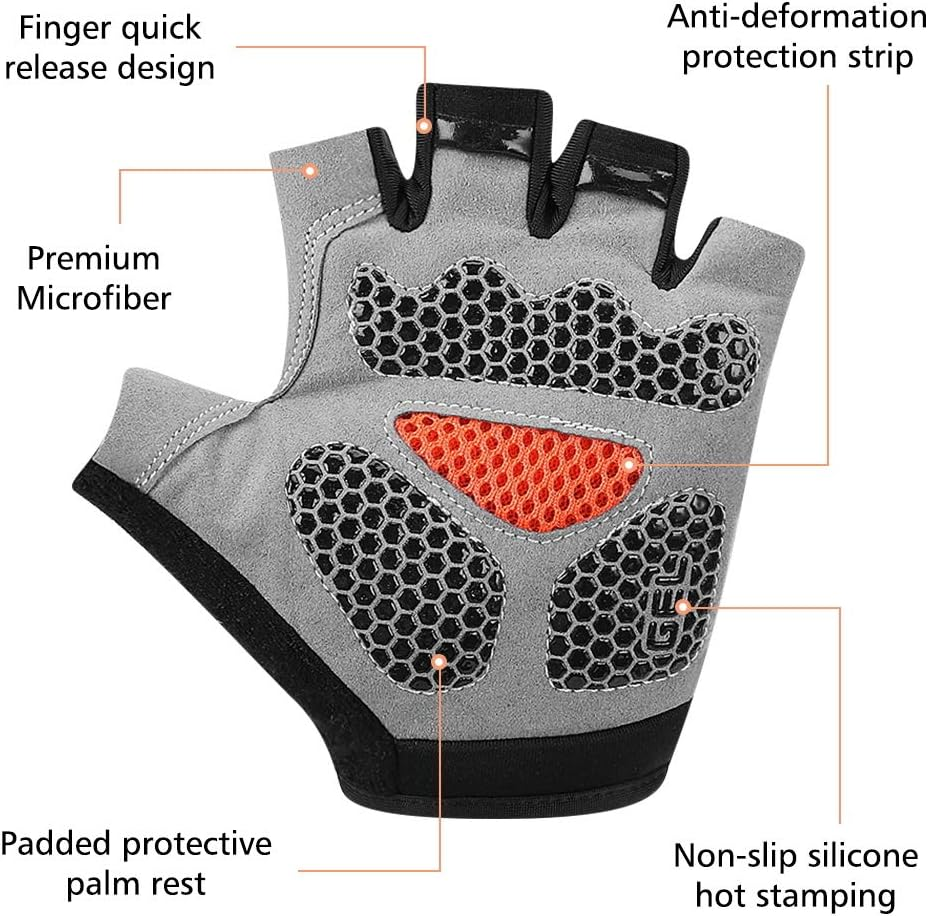 Cycling Gloves for Men Women, Bike Gloves Half Finger Road Bike MTB Gloves, Anti-Slip Shock-Absorbing Glove for Fitness Cycling Outdoor Sports image number 4