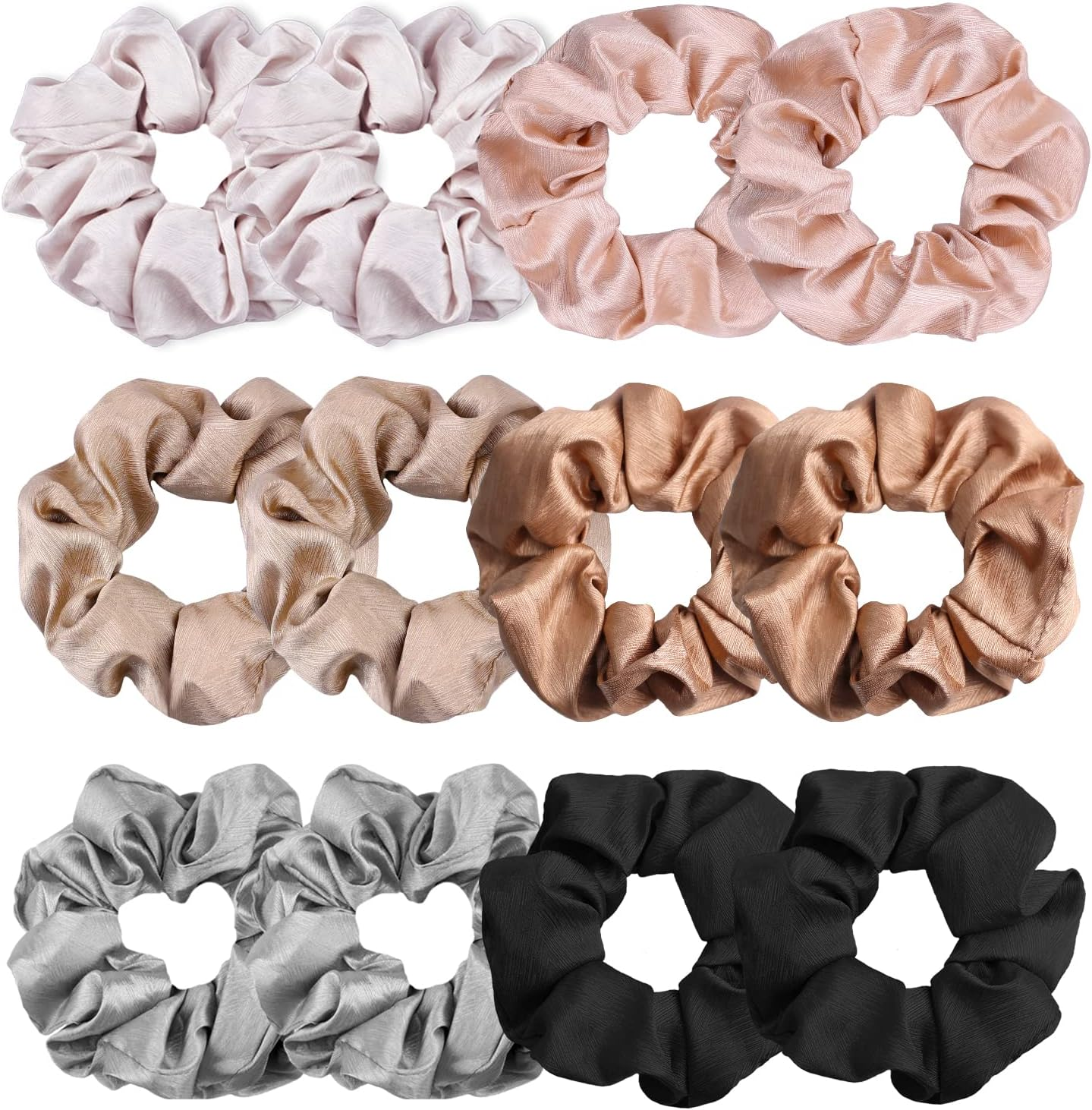 VENUSTE Scrunchies for Women, Premium Satin Softer than Silk, Bobbles Hair Bands for Women'S Hair Accessories, 12 Pack (Neutral Colors)