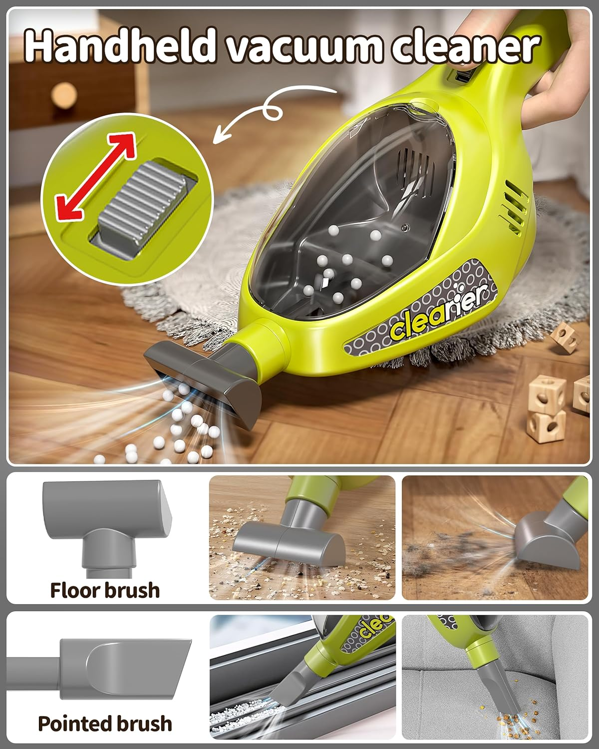 Kids Cleaning Set for Toddlers, 22 Pcs Cleaning Toys Includes Real Working Vacuum Cleaner, Broom, Spray Bottle and More (Red) image number 1