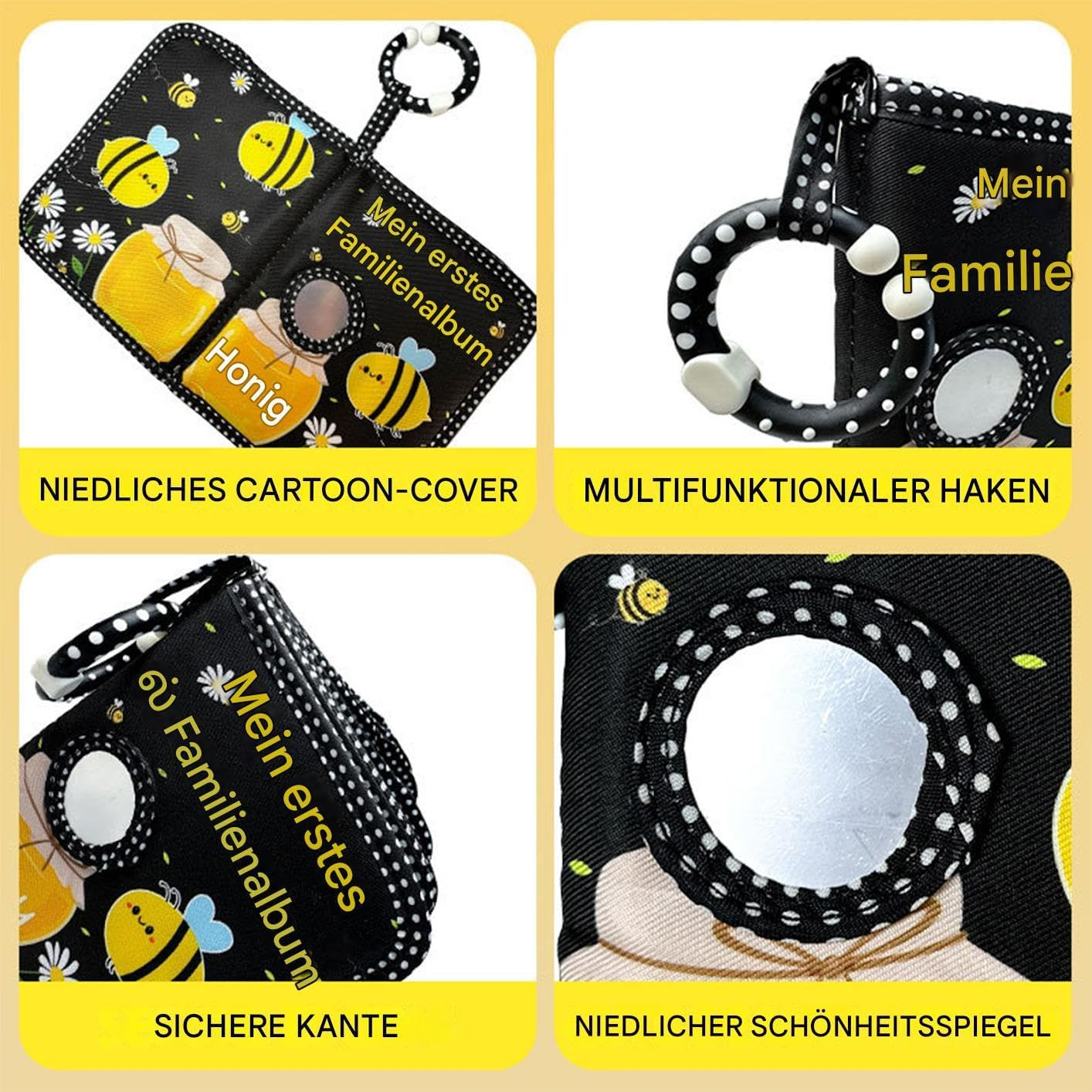 Soft Fabric Album - First Baby Picture Book Crinkle Design, Plush Memory Holder | Infant Photo Organiser Book, Sensory Baby Album Gift, Keepsake for Family Pictures image number 6