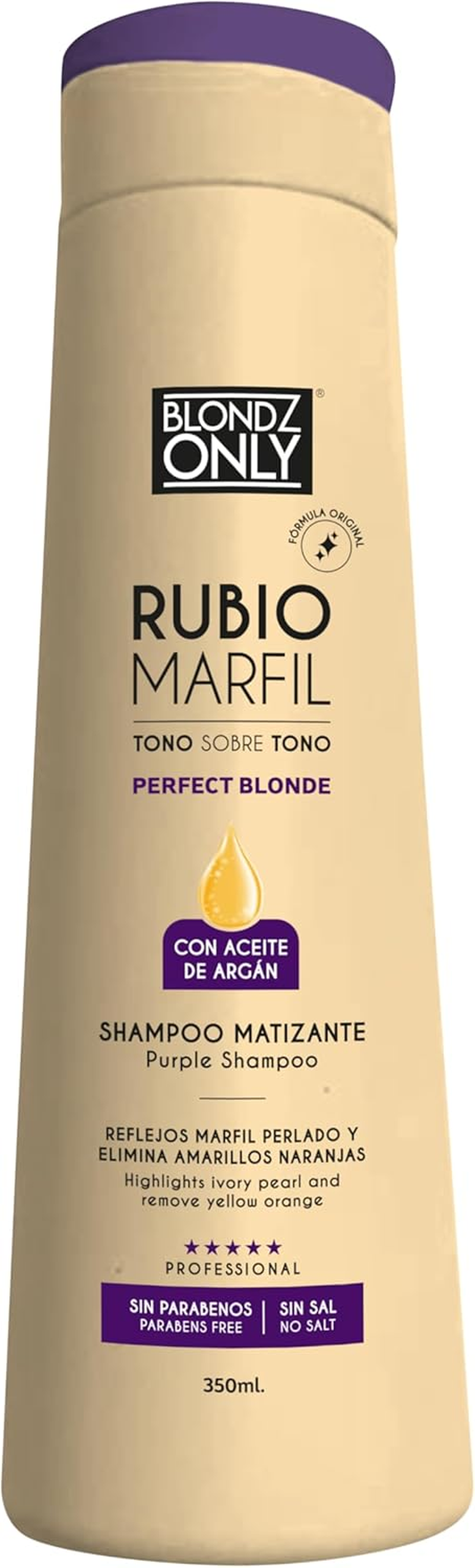 Blondz Only Hair Purple Toning Mask | Eliminates Brassiness | Neutralizes Yellow & Orange Tones | Rubio Marfil Blonde Pearl with Argan Oil Perfect Blonde (Beige) 11.8 Fluid Ounce (350 Ml) image number 5