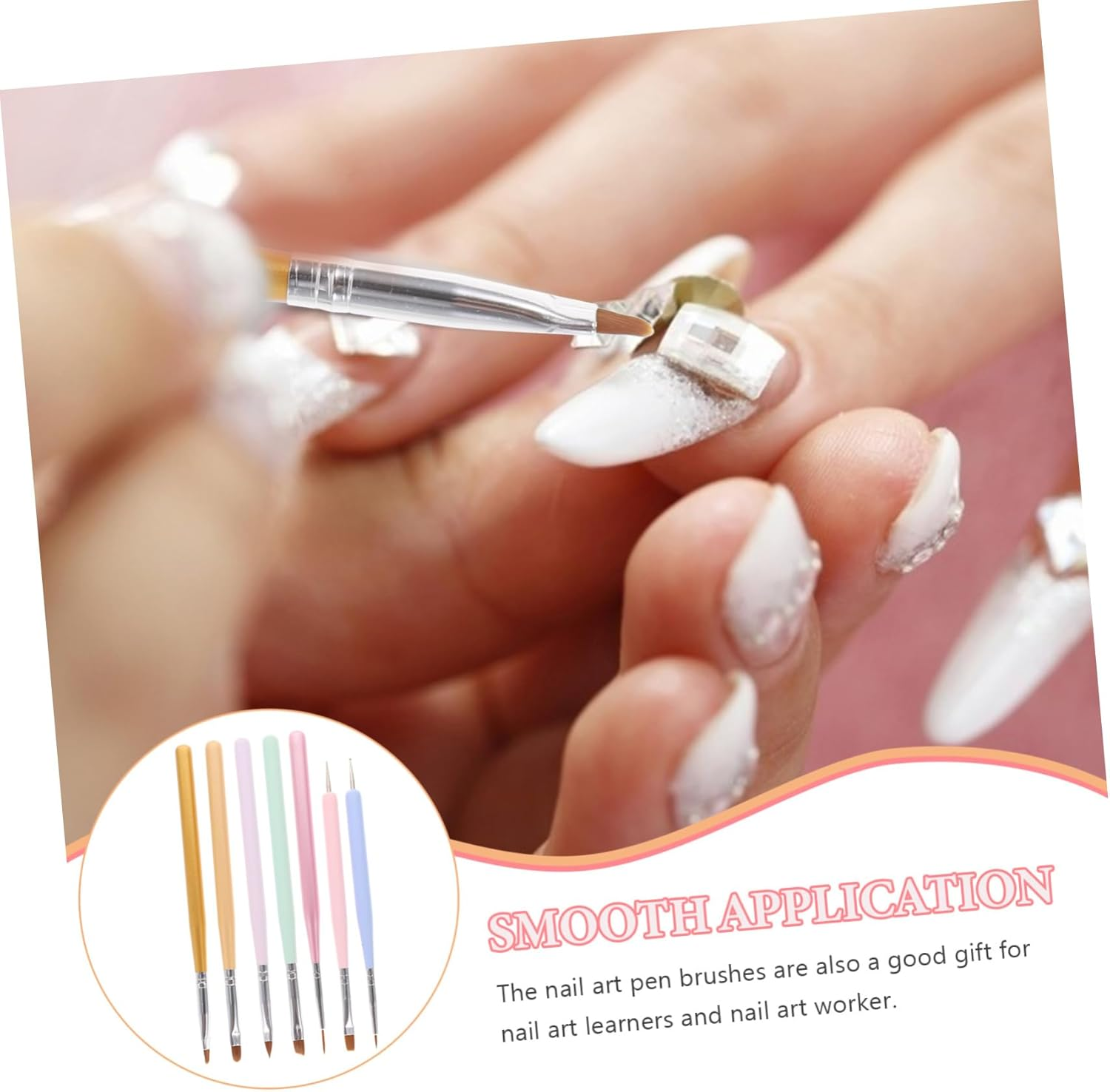 NULYLU 7Pcs Professional Nail Art Pen Kit Set Fine Tip Brush for Nail Salons Diy image number 4