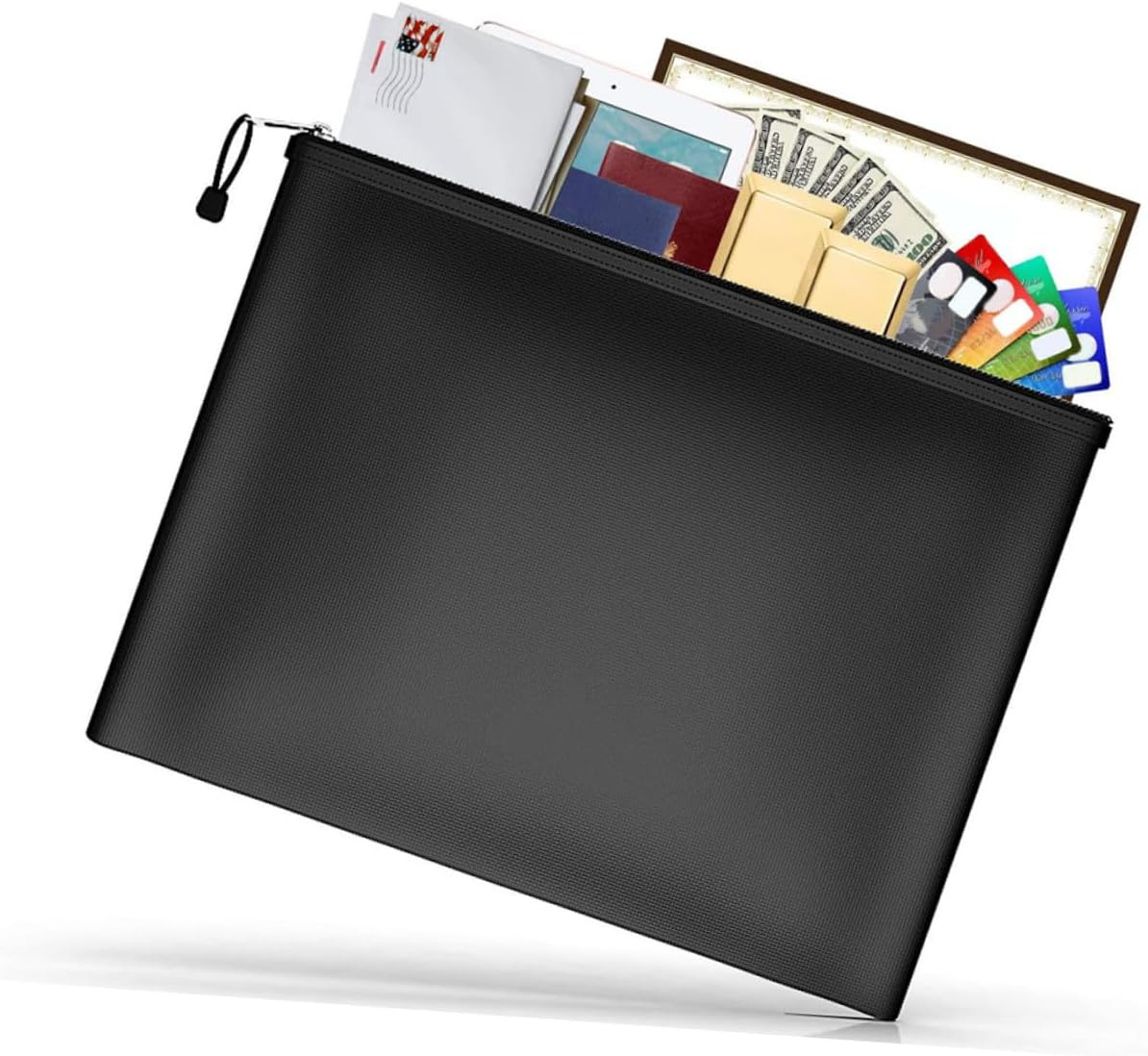 SOLUSTRE Fireproof Document Bag Pouch Medium Fireproof Organizer for Cash Passports Certificates Electronics Safe Storage for Travel and Home Use image number 5