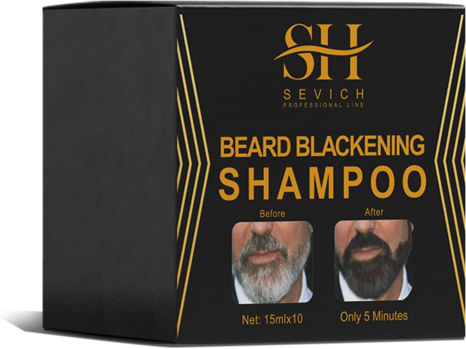 SEVICH Beard Blackening Shampoo for Men - Instant Natural Black Color, Anti-Hair Loss Formula, 10X15Ml Travel-Friendly Packets | Safe & Gentle Beard Dye with Nourishing Care image number 3