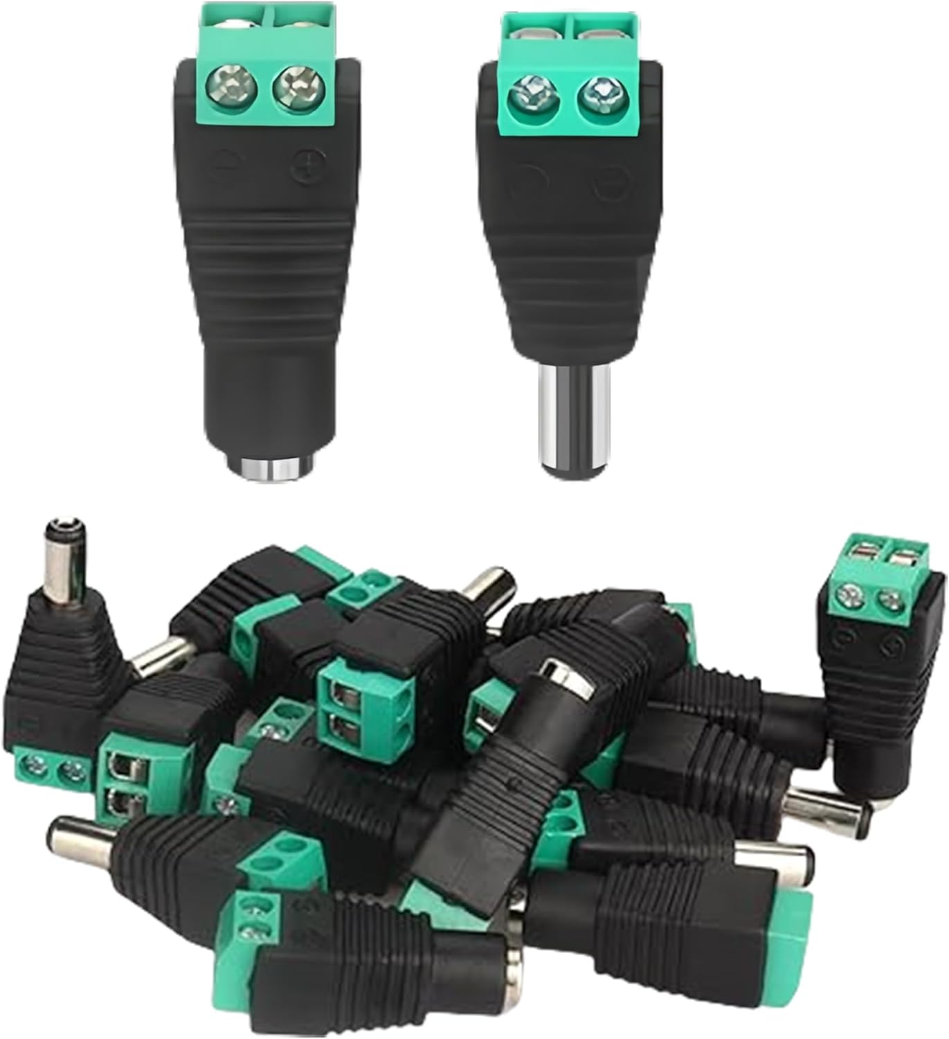 Clearhill 20Pcs (10Pcs Male+10Pcs Female) Power Connectors and 10Pcs Red and Black Wires,5.5Mm X 2.1Mm Power Jack Socket for 5-24V Led Strip,Camera Cable Wire Ends Plug Barrel Adapter image number 5