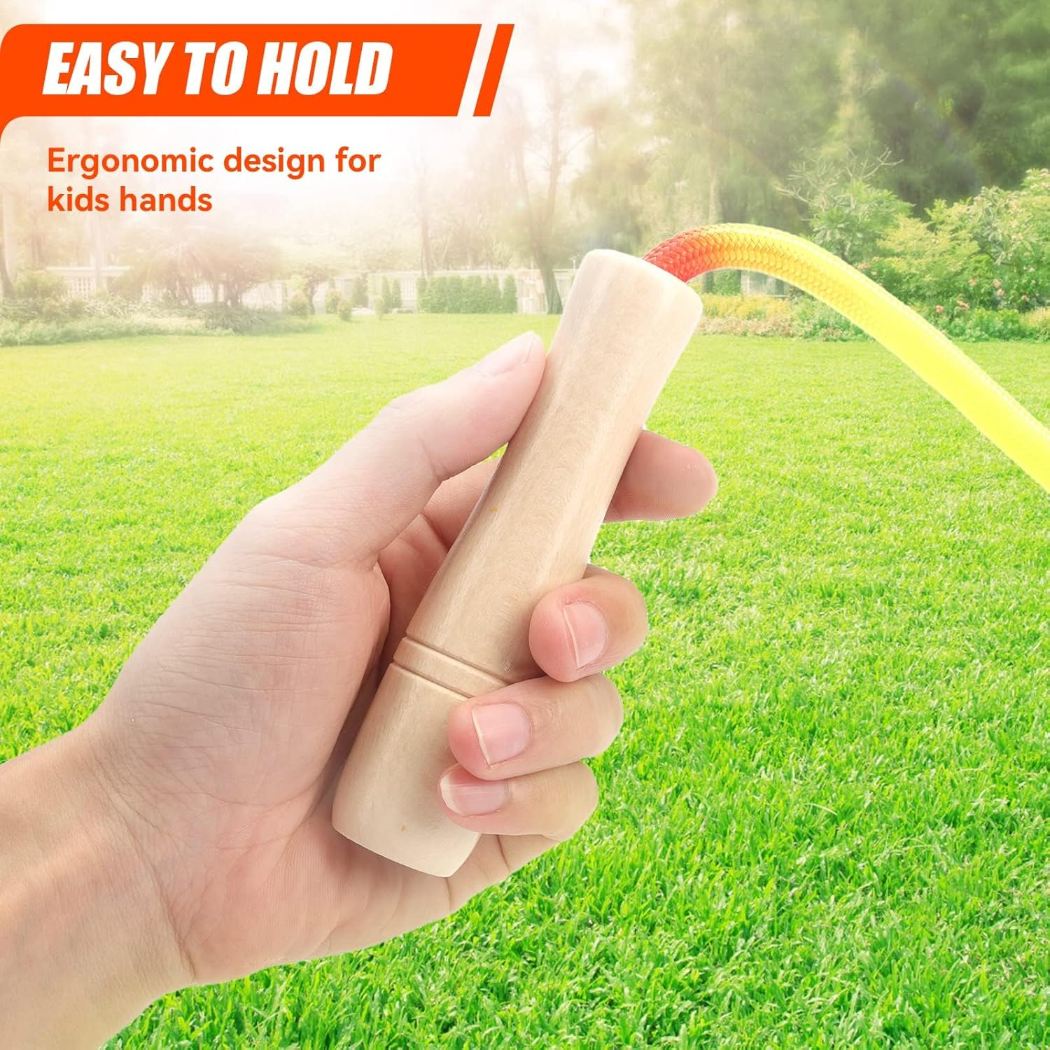 Double Dutch Long Jump Rope for Kids,16Ft Skipping Rope for Kids Adults, Rainbow Jumping Rope for Multiplayer with Wooden Handle for Outdoor Fun, School Sport, Party Game image number 3