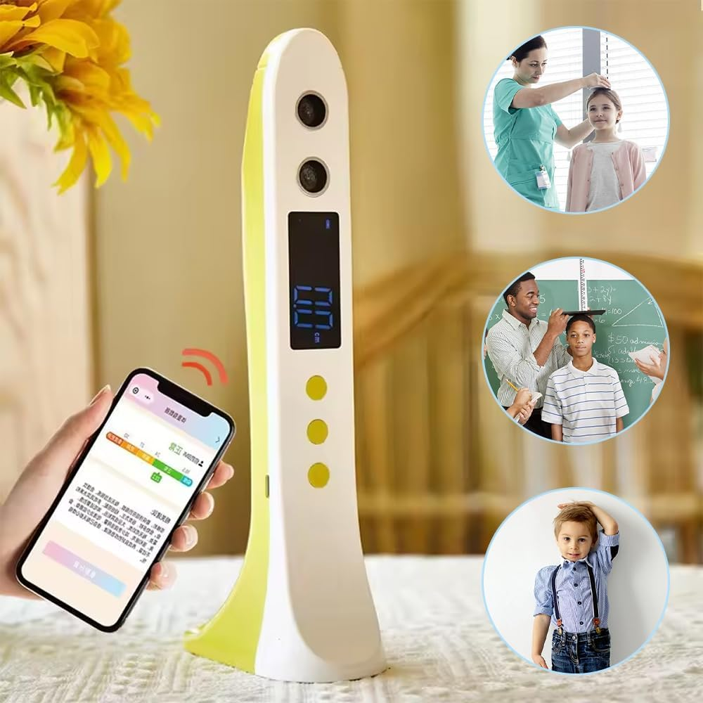TOMVAES Ultrasonic Height Measuring Stadiometer,Portable Handheld Cordless Height Measurement Device Height Measurement Growth Chart,For Children and Adults with Temperature Display Decor image number 4