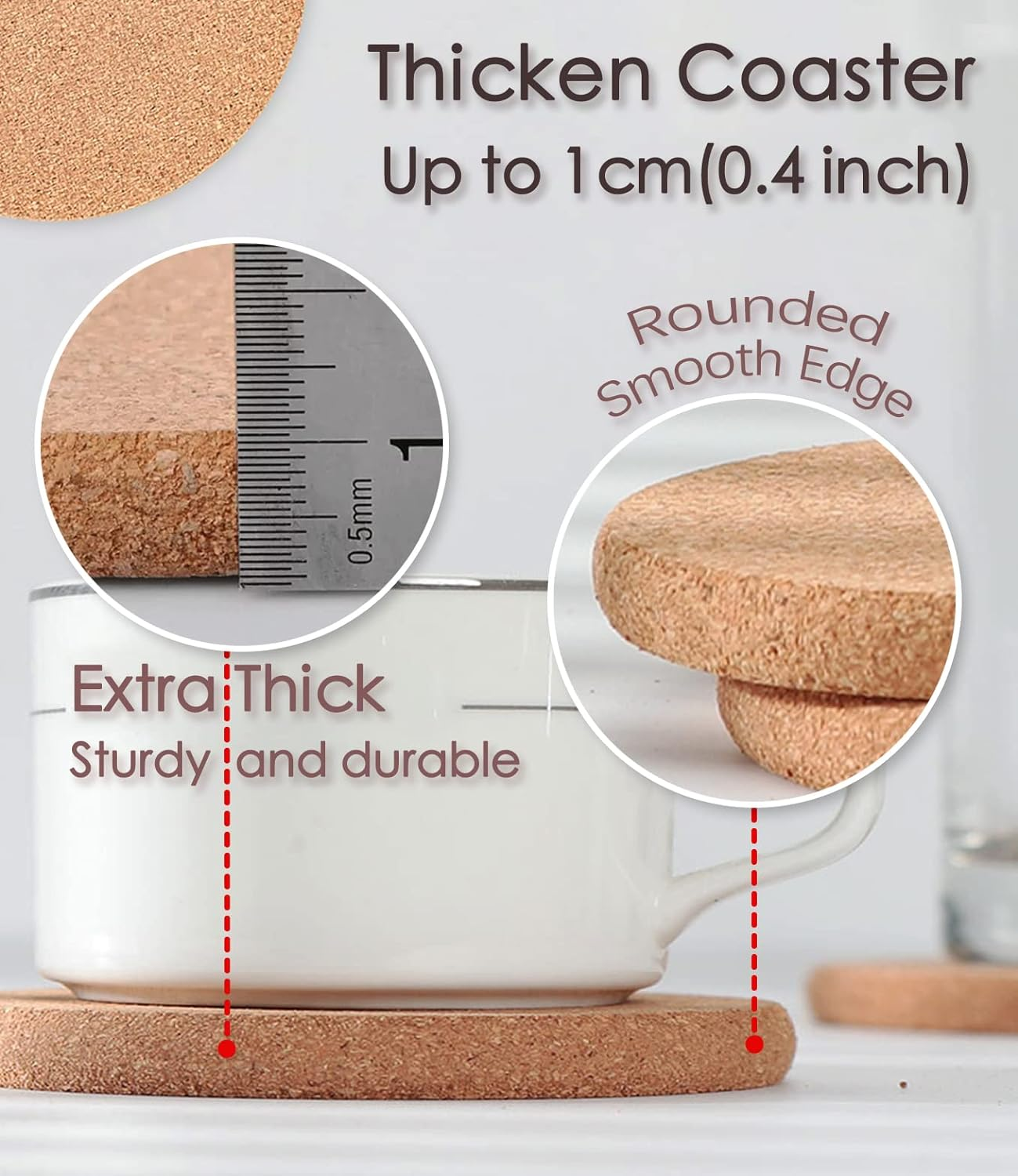 Cork Trivet, 6 Pack High Density Thick Cork Coaster Set for Hot Dishes and Hot Pots, 8 Inch Heat Resistant Multifunctional Cork Board, Hot Pads for Table & Countertop