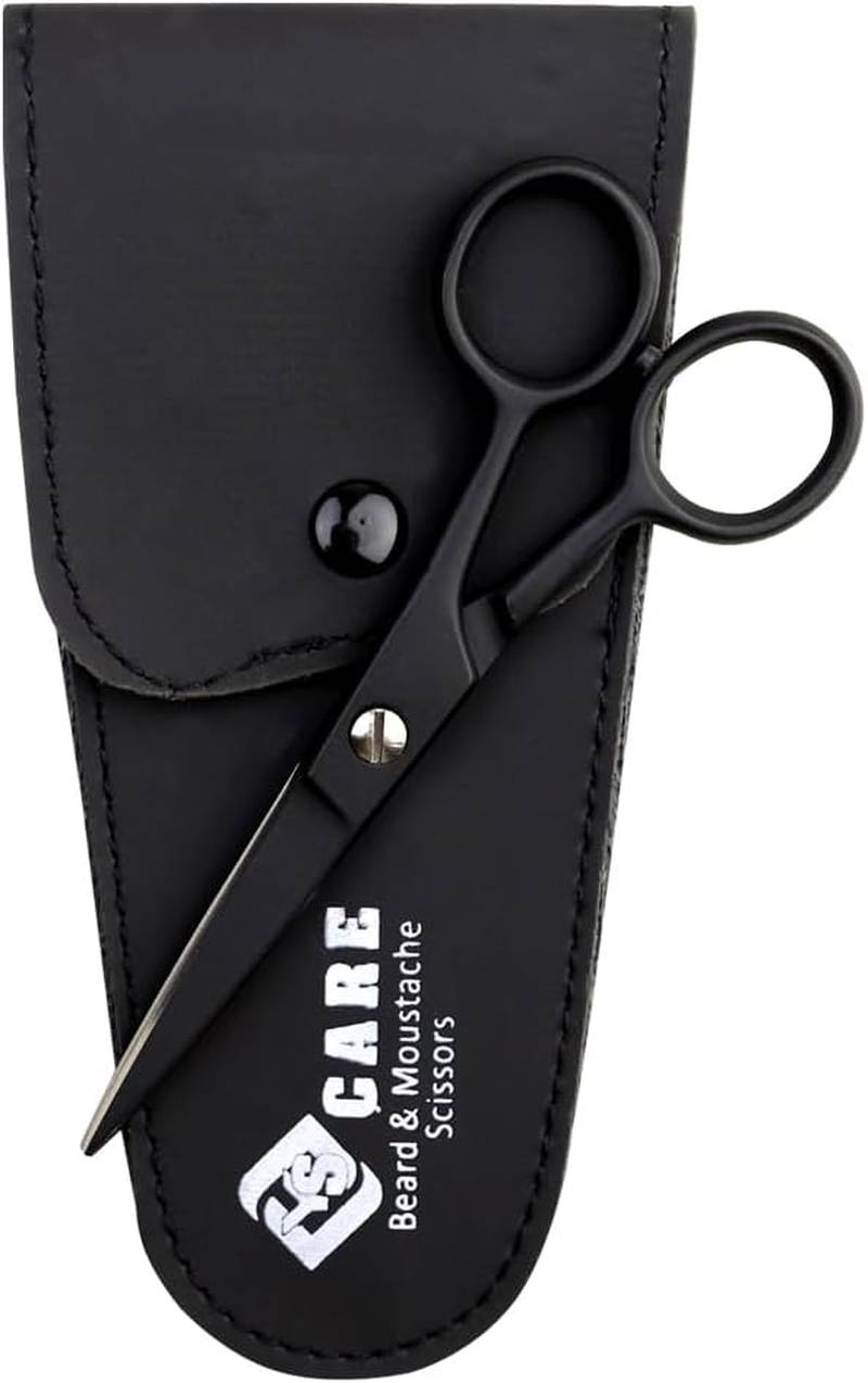 YSCARE Beard & Moustache Scissors for Men Precision Grooming Scissors for Hair Cutting Hairdressing Nose Hair Trimming Stainless Steel (4.5") image number 2