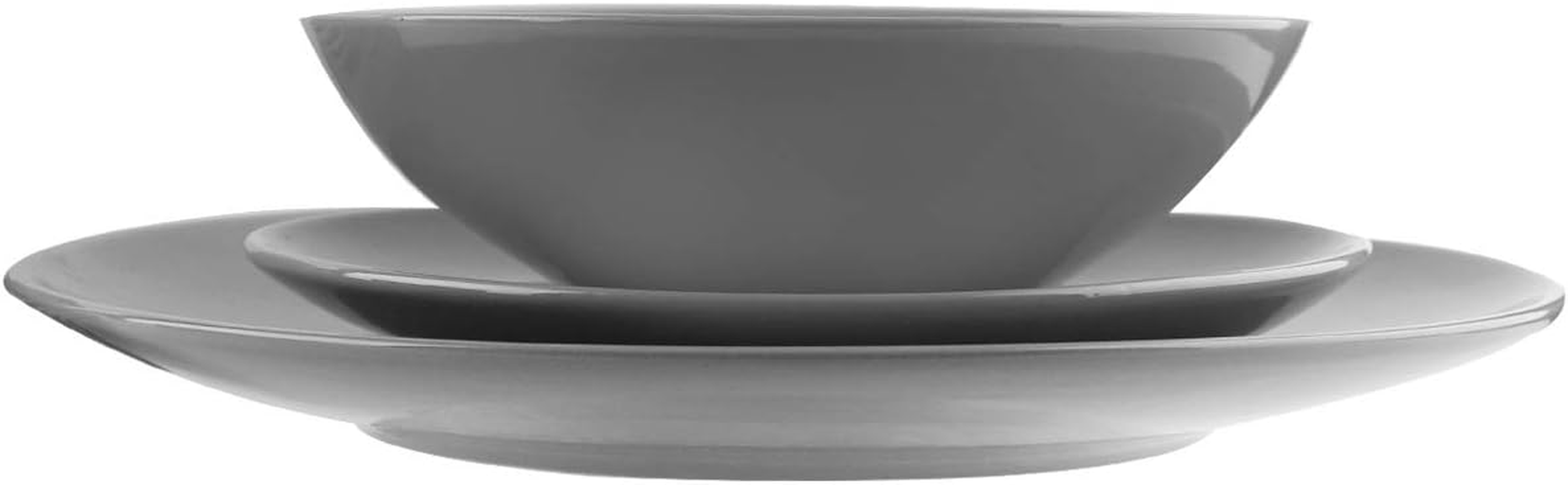 Amazon Basics 18-Piece Stoneware Dinnerware Set - Smokey Grey, Service for 6 - Fire Engine Red image number 3