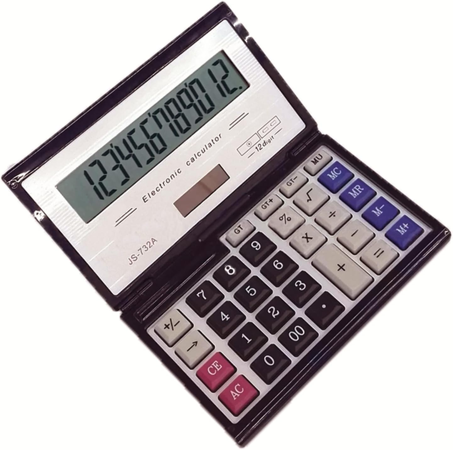 Maizoon Solar Dual Power Calculator with 12-Digit Display Large Screen Folding Flip Cover Big Button Portable Computing Tool for Finance Business Office and School image number 4