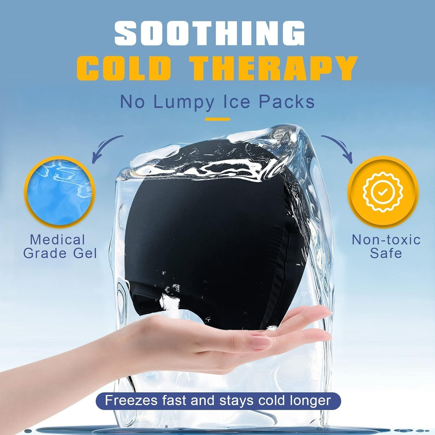 UNCN Migraine Cap, Headache Relief Hat, Super Cold Gel Ice Pack Cap, Cold Compress for Migraine, Headache, Tension and Stress Relief, Reusable Ice Hat image number 2