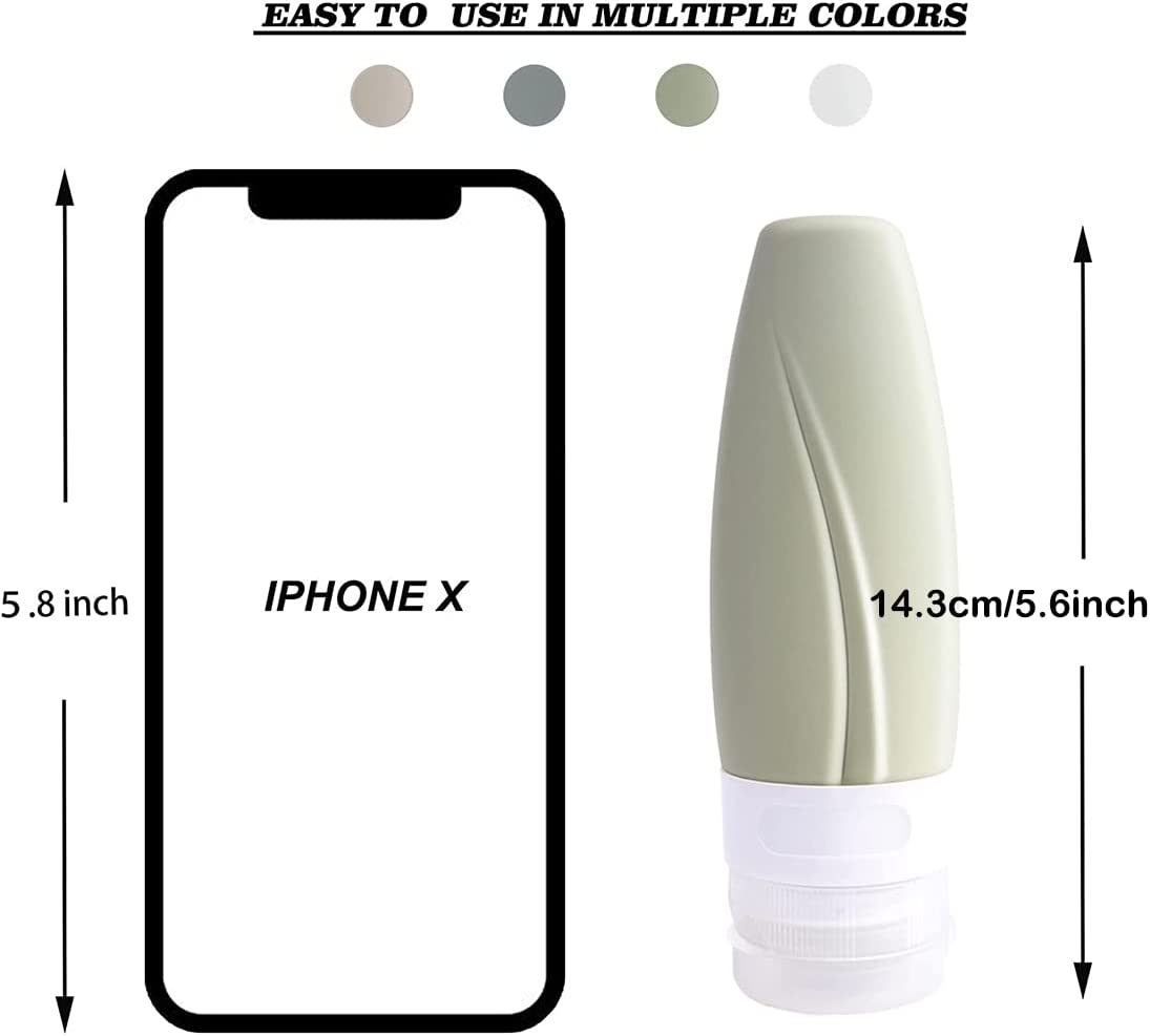 4 PCS Silicone Travel Bottles with EVA Bag - Refillable Toiletry Containers,Leak Proof Silicone Squeezable Travel Containers for Liquids,Shampoo,Lotion, Body Wash (3Oz/ 90Ml） image number 6