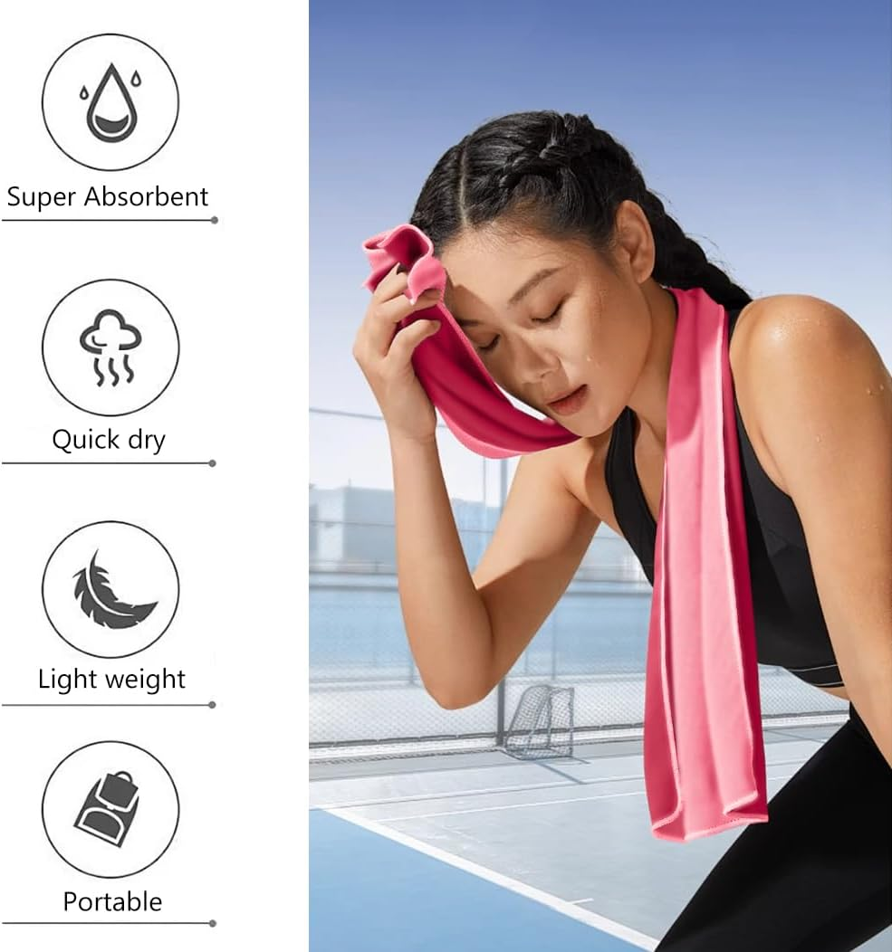 RINGSUN Gym Towel for Women, Microfiber Quick-Dry Towel (40X80Cm), Lightweight Soft and Ultra-Absorbent, Perfect for Yoga Running and Outdoor Activities, Rose Red image number 1