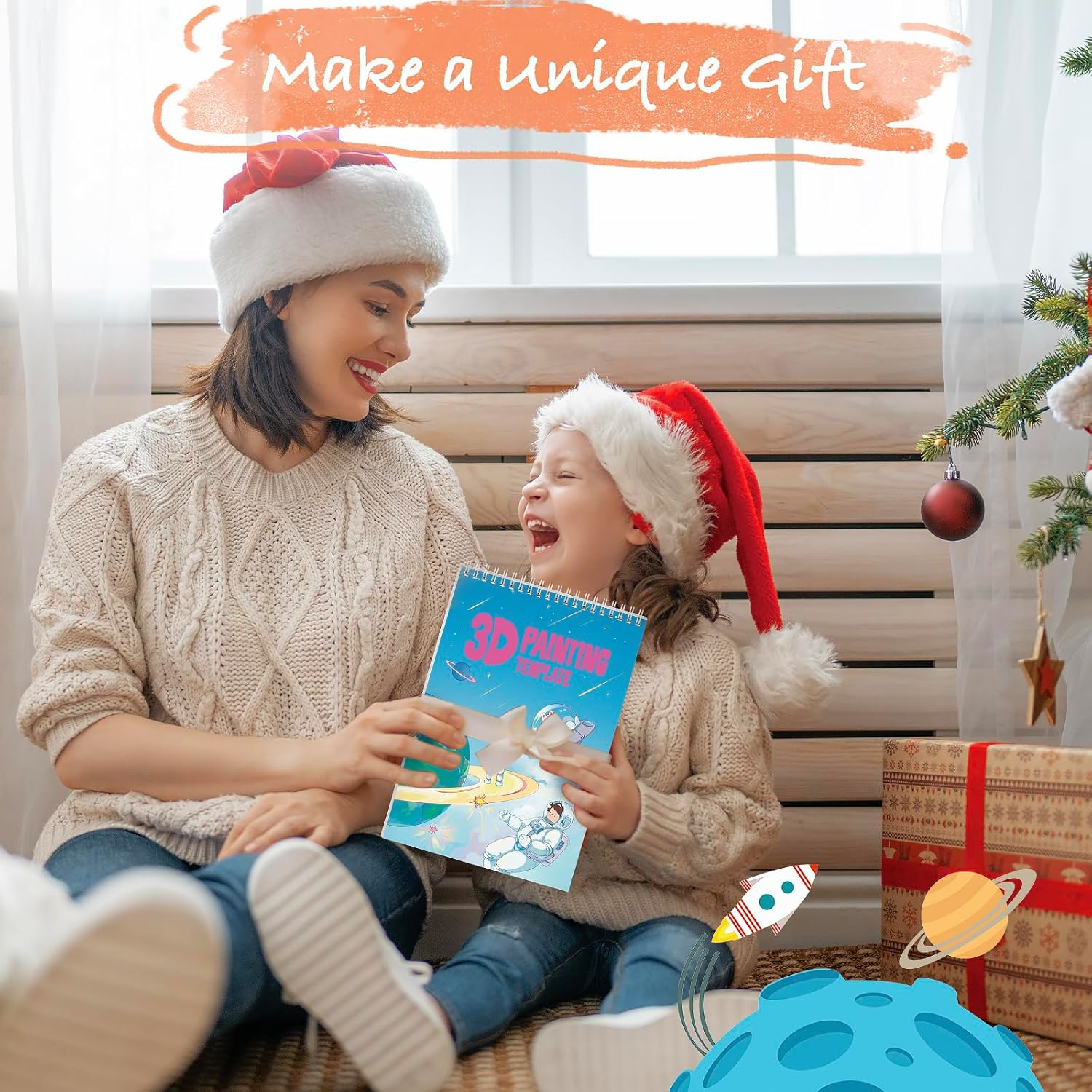 Dayker 3D Space Printing Drawing Book &ndash; 40 Patterns Reusable Paper Template with PVC Board, Spiral Bound Graffiti Stencils for Beginners and Artists, DIY Present for Christmas & Birthday, School Creative Projects image number 5