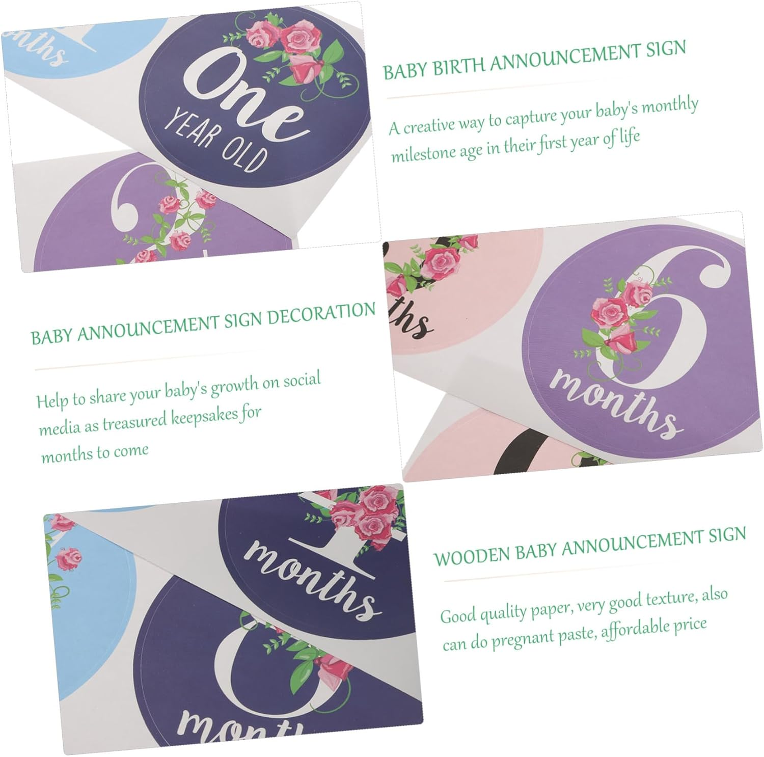 12Pcs Milestone Stickers Set Adorable Newborn Month Belly Stickers Creative Monthly Paste Photo Props for Growth Announcement and Keepsake image number 6